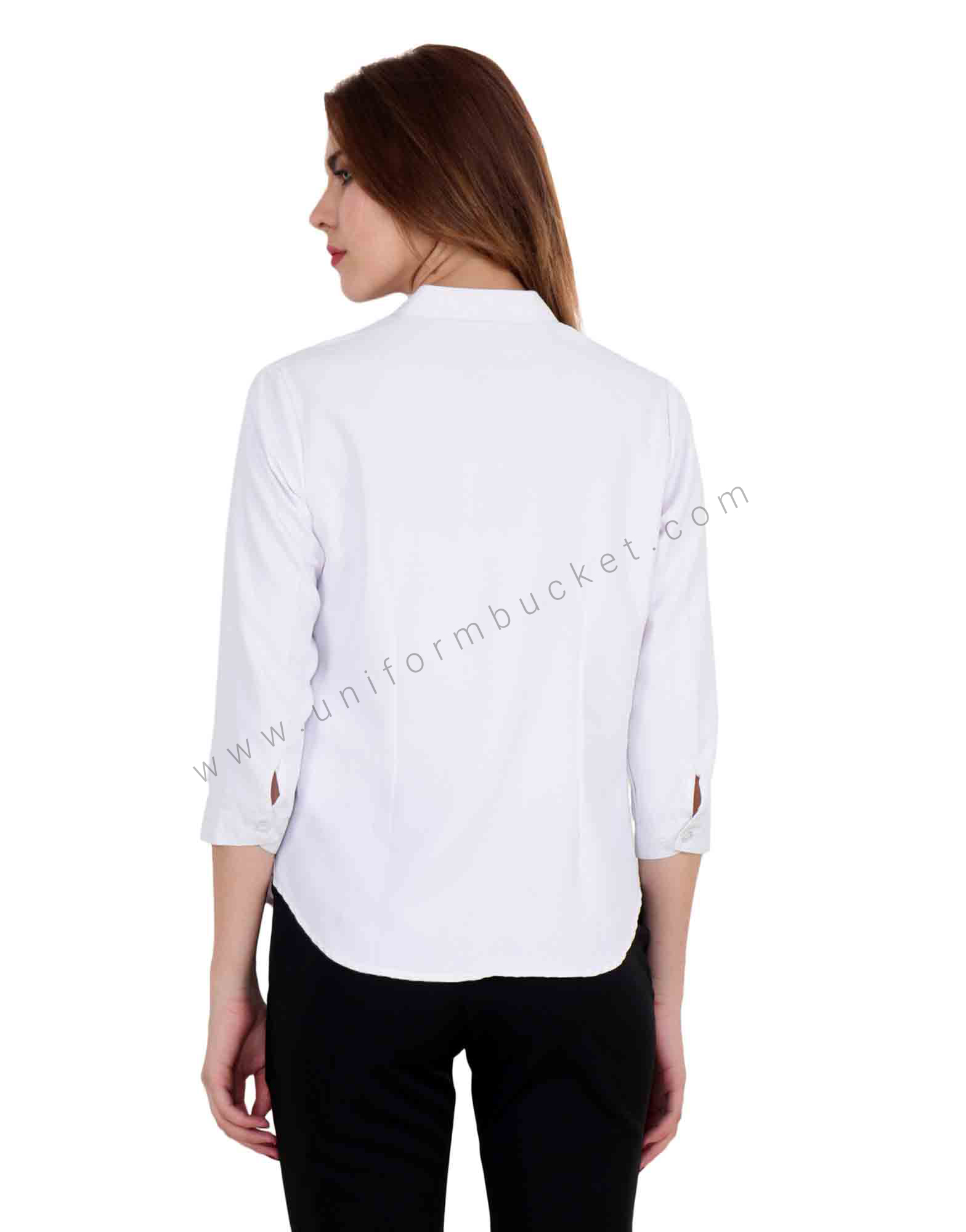 Band Collar White Shirt