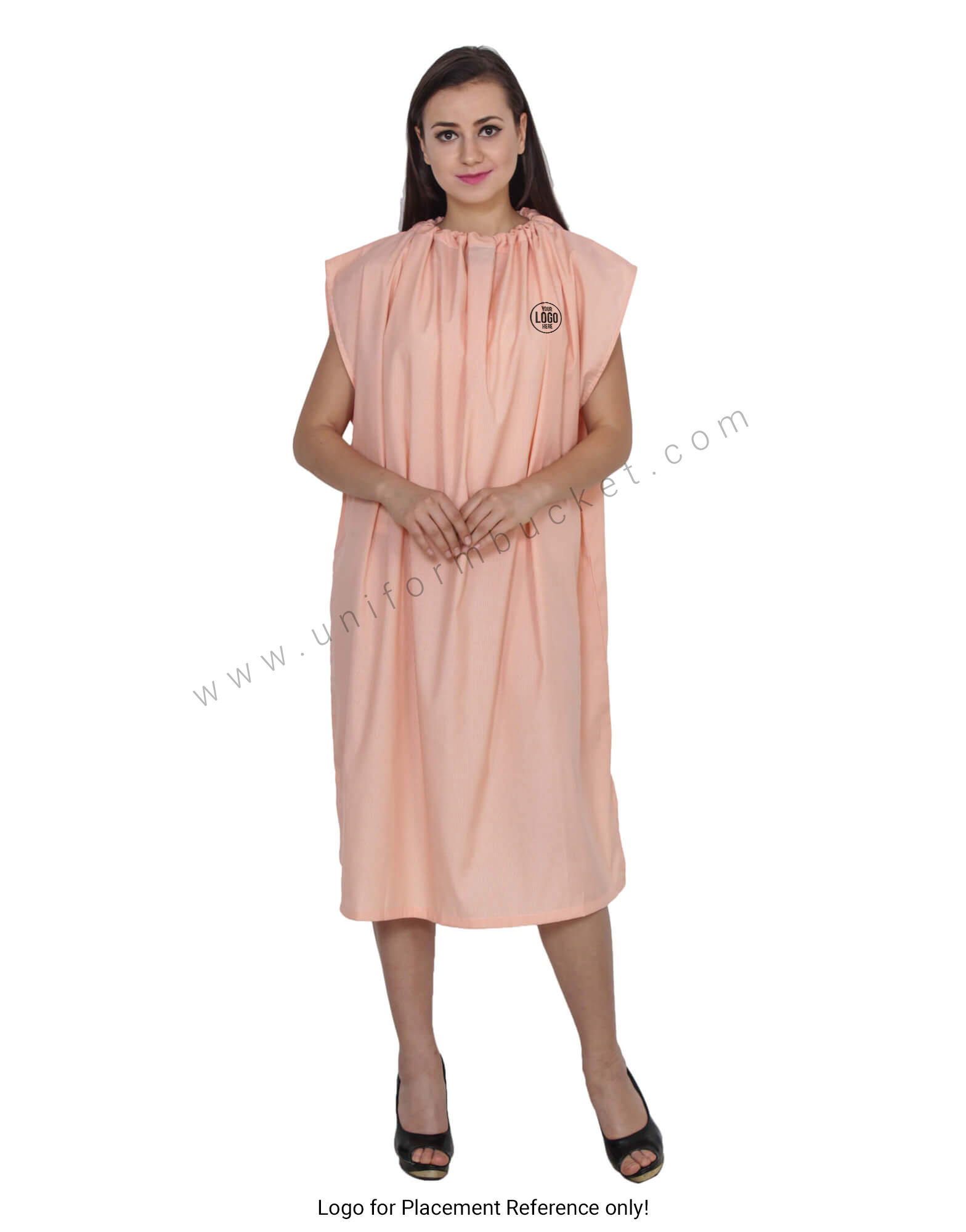 Orange Lining Beauty Gown For Spa, Salon Unisex
