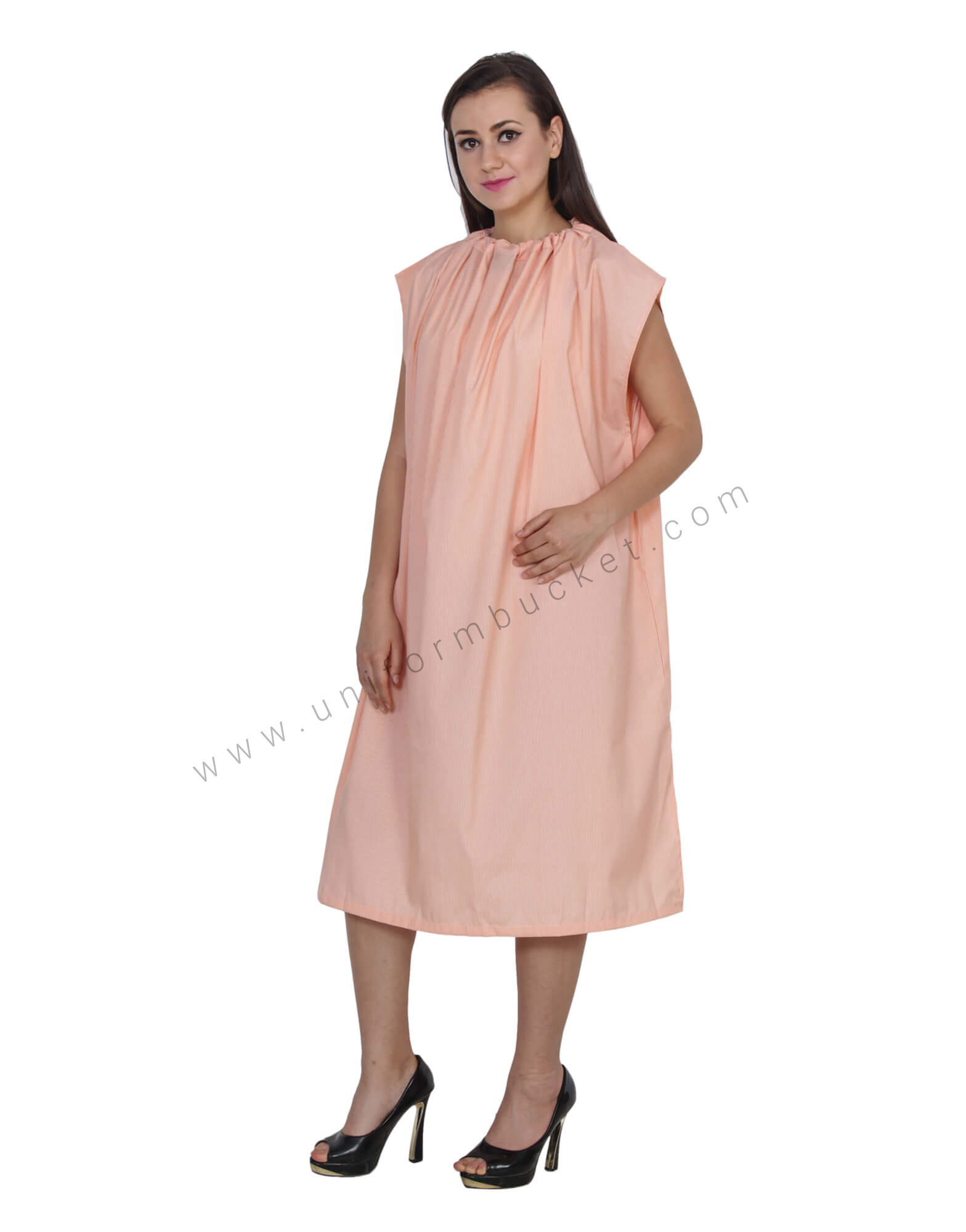 Orange Lining Beauty Gown For Spa, Salon Unisex