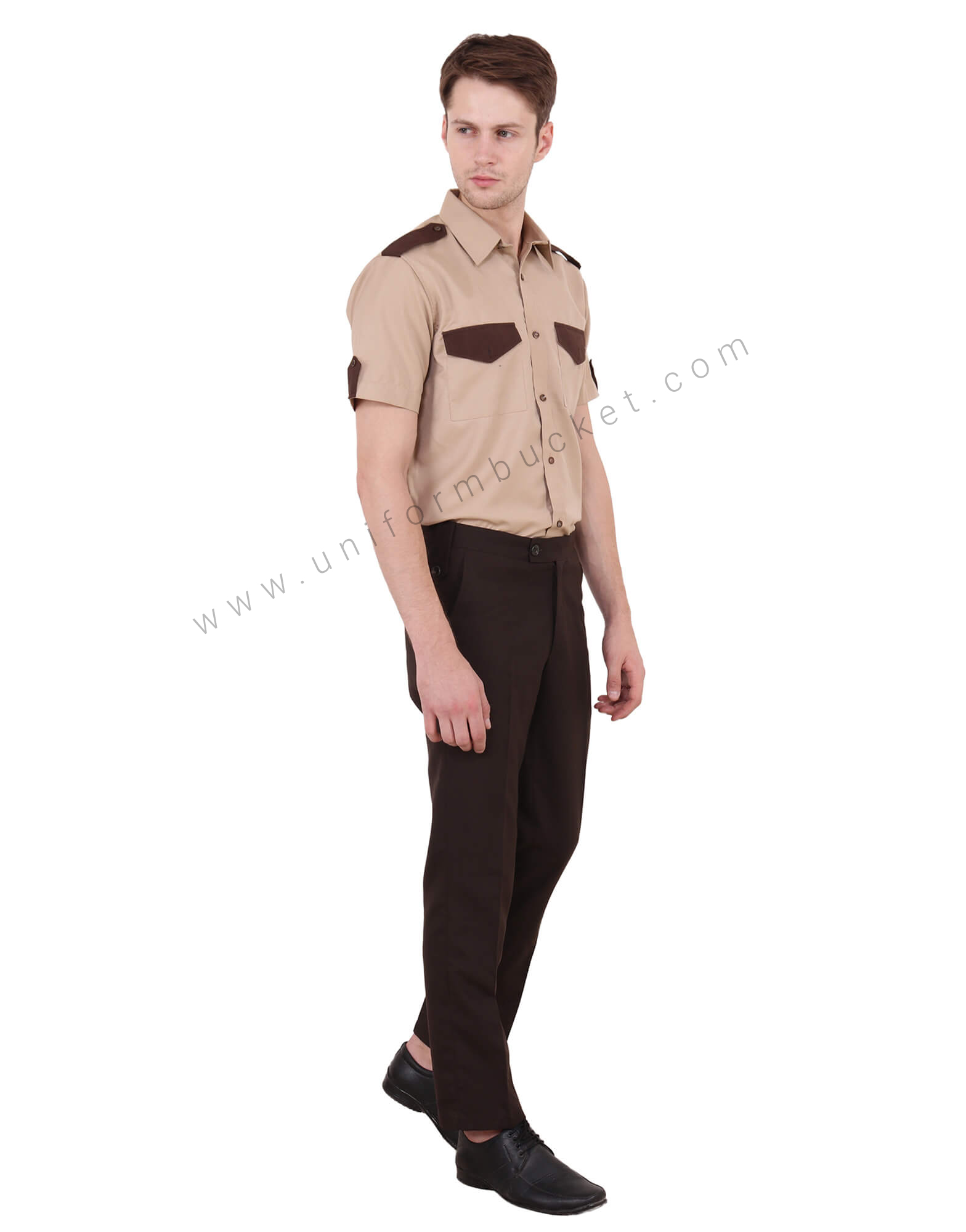 Beige &  Brown Security Guard Shirt  