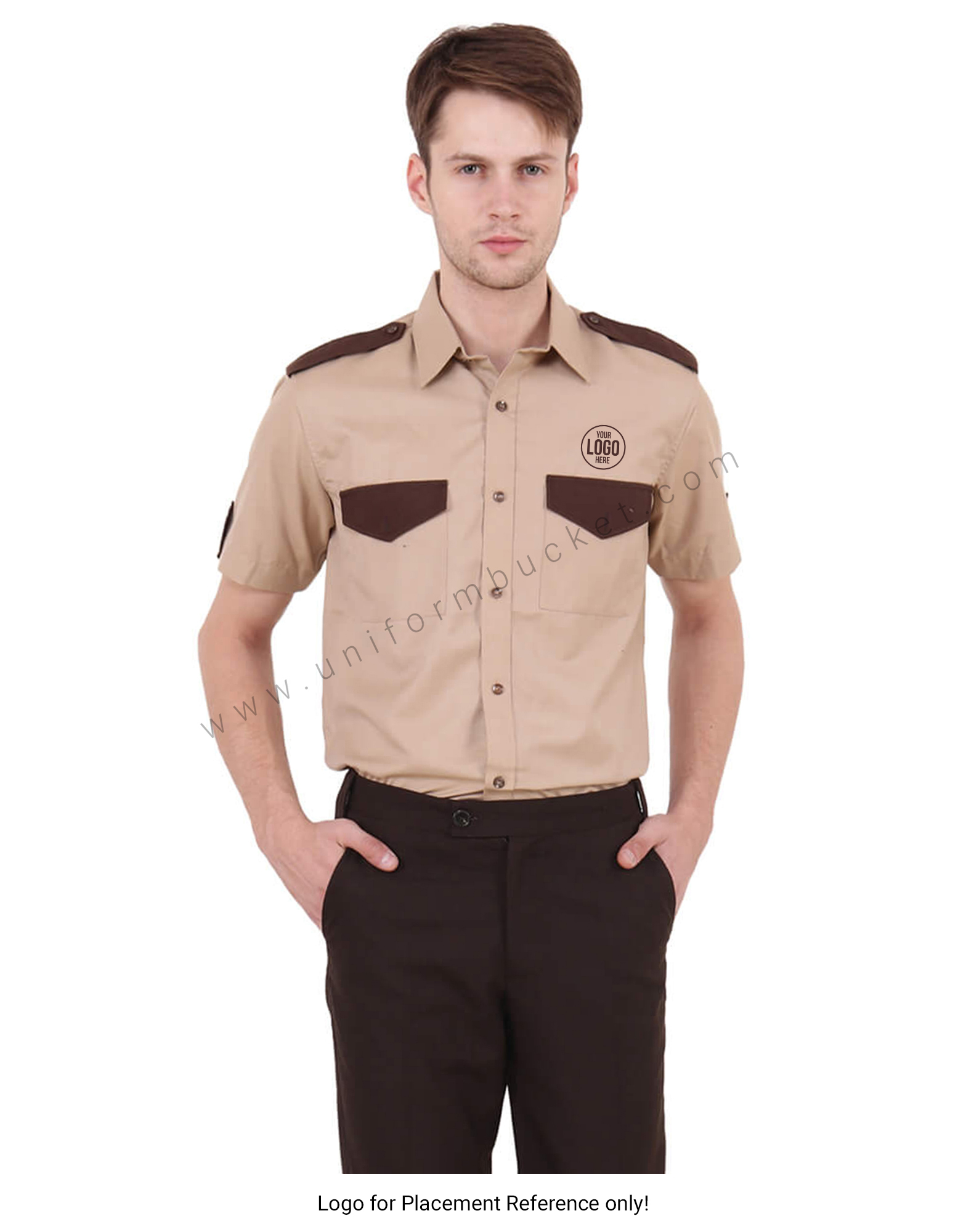 Beige &  Brown Security Guard Shirt  