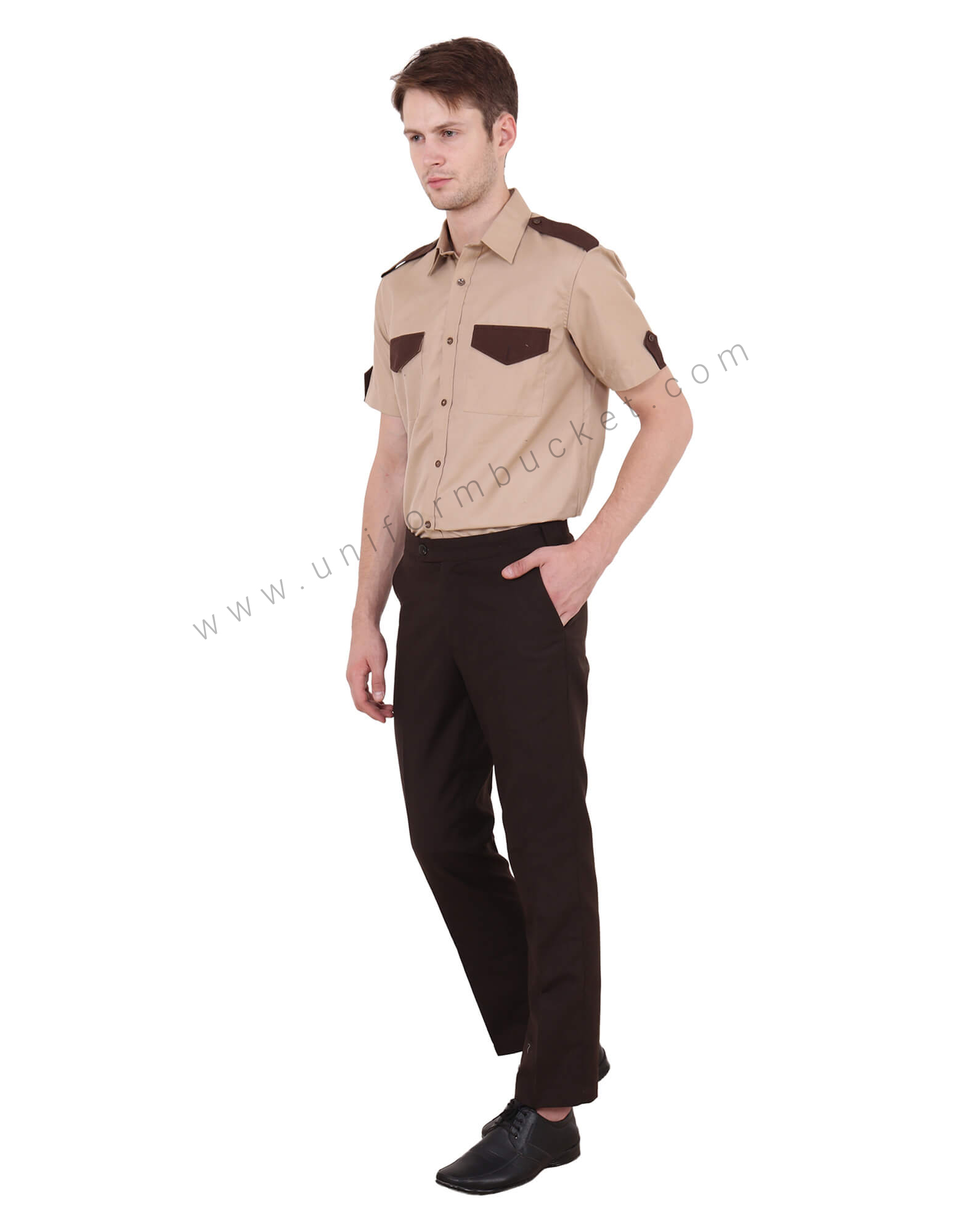 Beige &  Brown Security Guard Shirt  