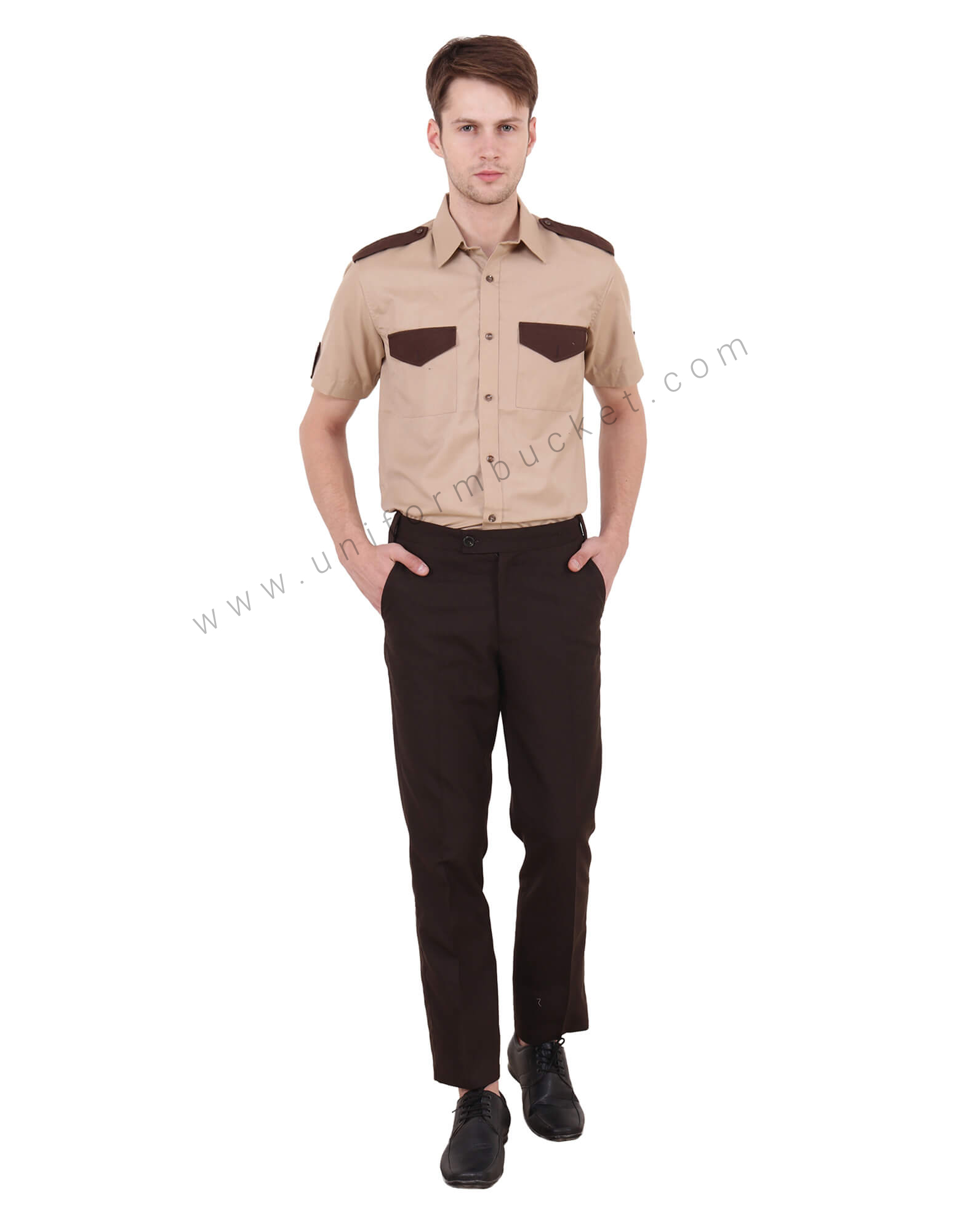 Beige &  Brown Security Guard Shirt  