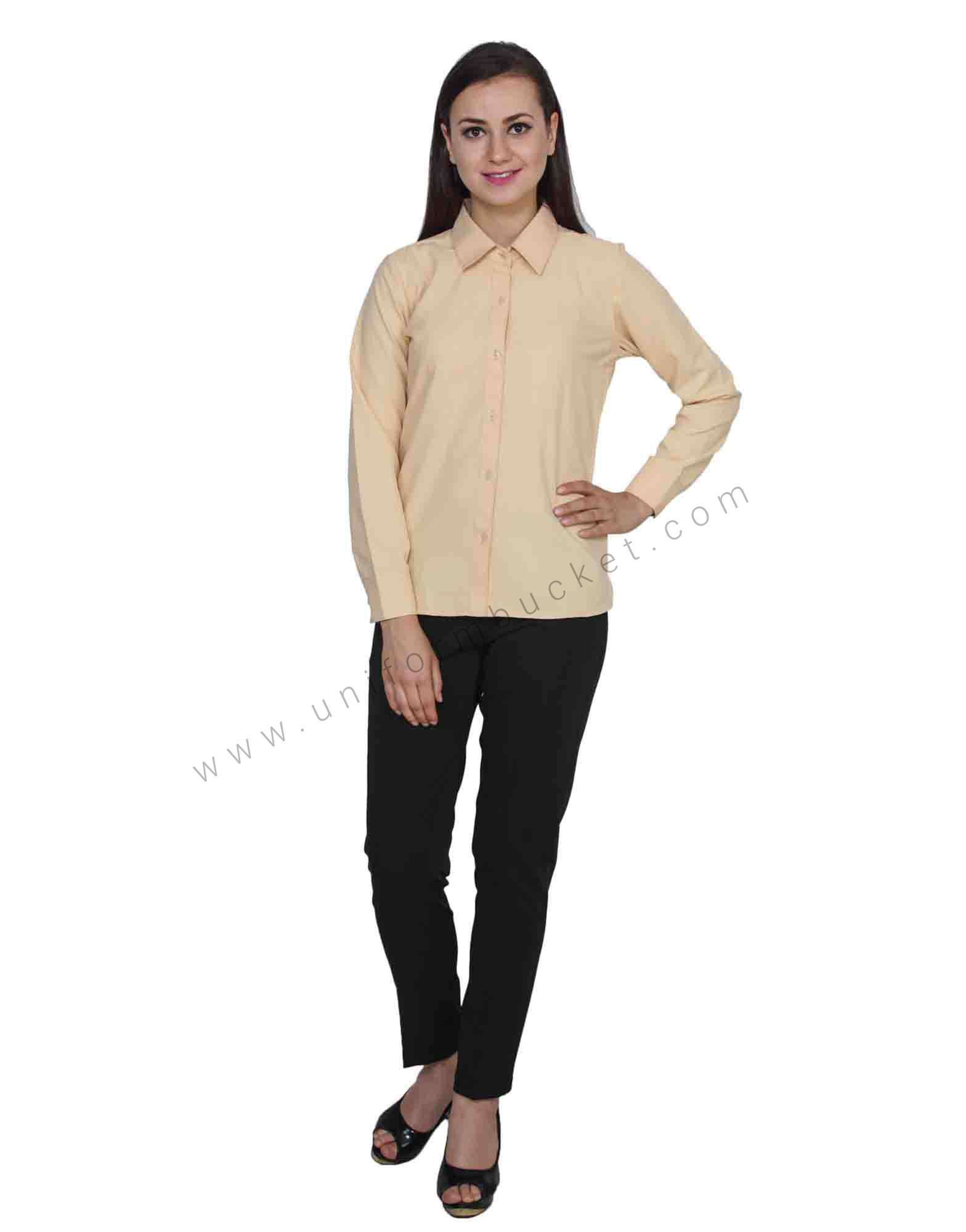 Tan Beige Fitted formal Shirt