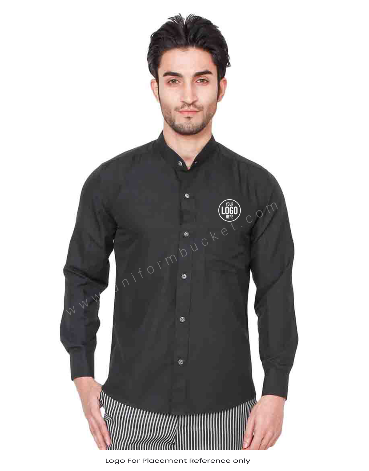 Ban Collar Black Shirt