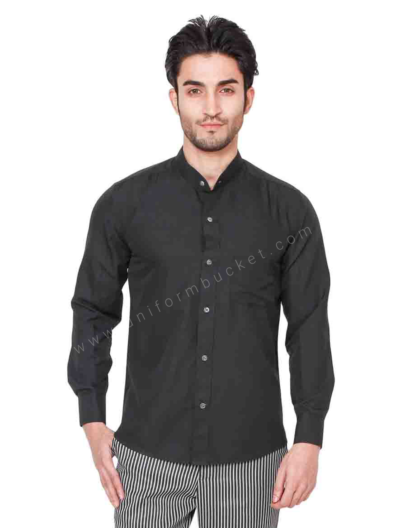 Ban Collar Black Shirt