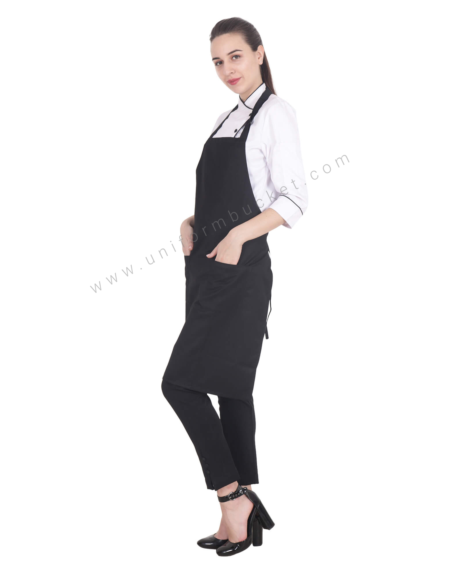 Knee Length Black Bib Apron