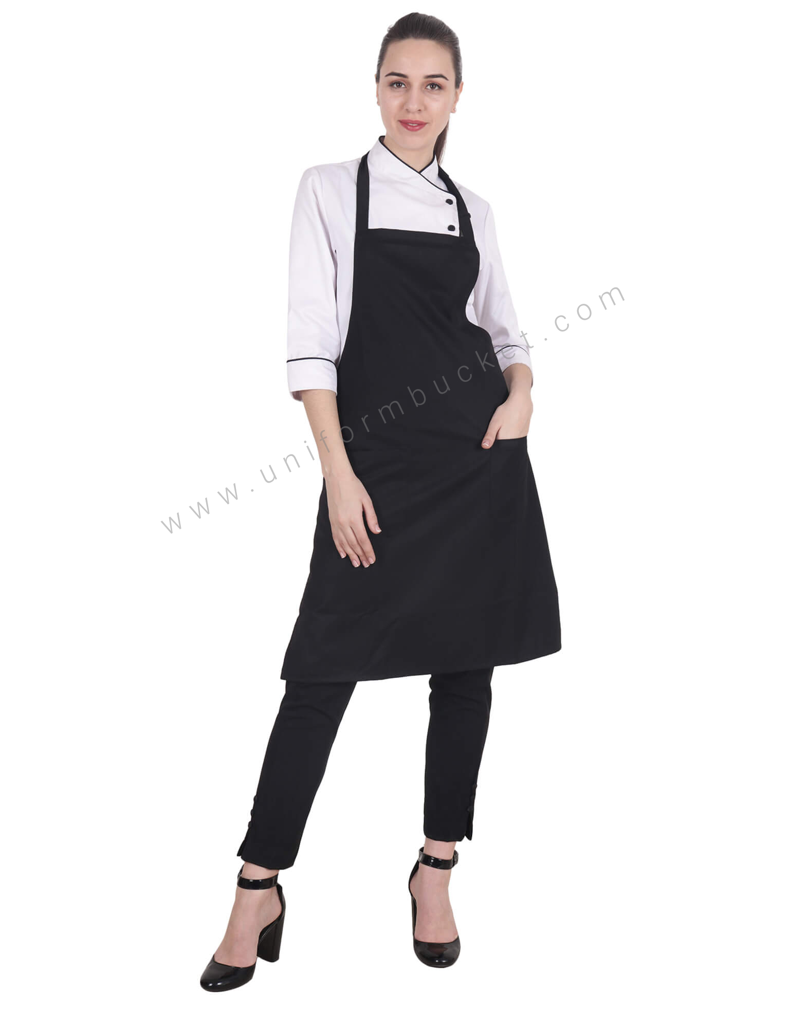 Knee Length Black Bib Apron