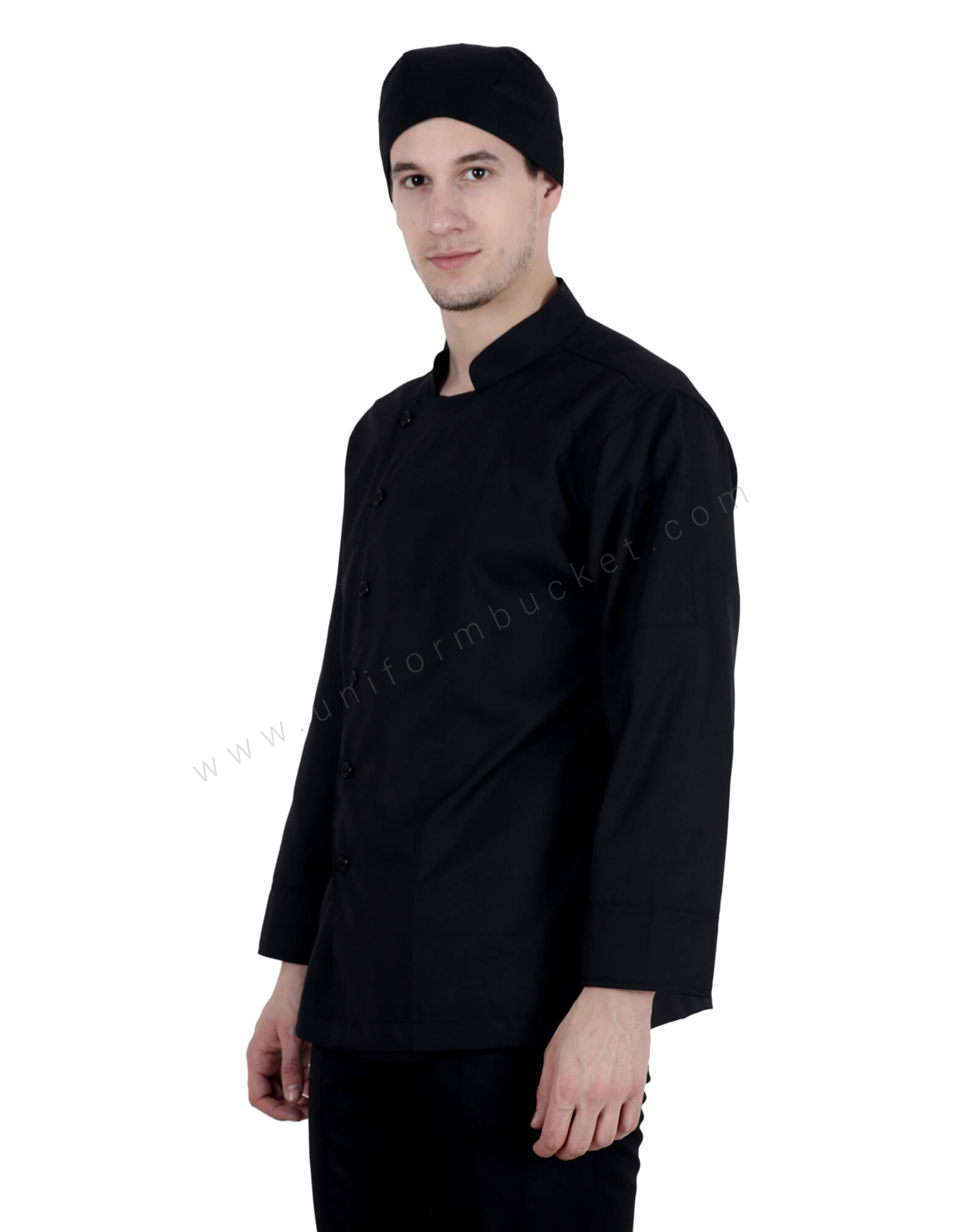 Black Chef Jacket With Side Opening