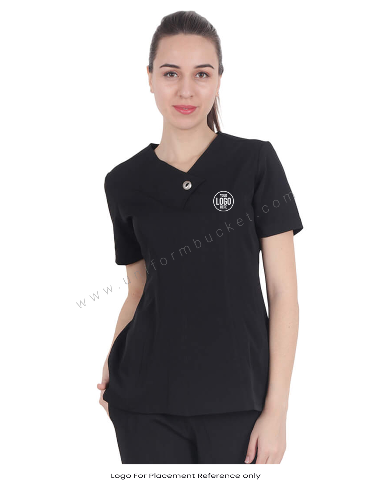 Black Formal Tunic With Center Button