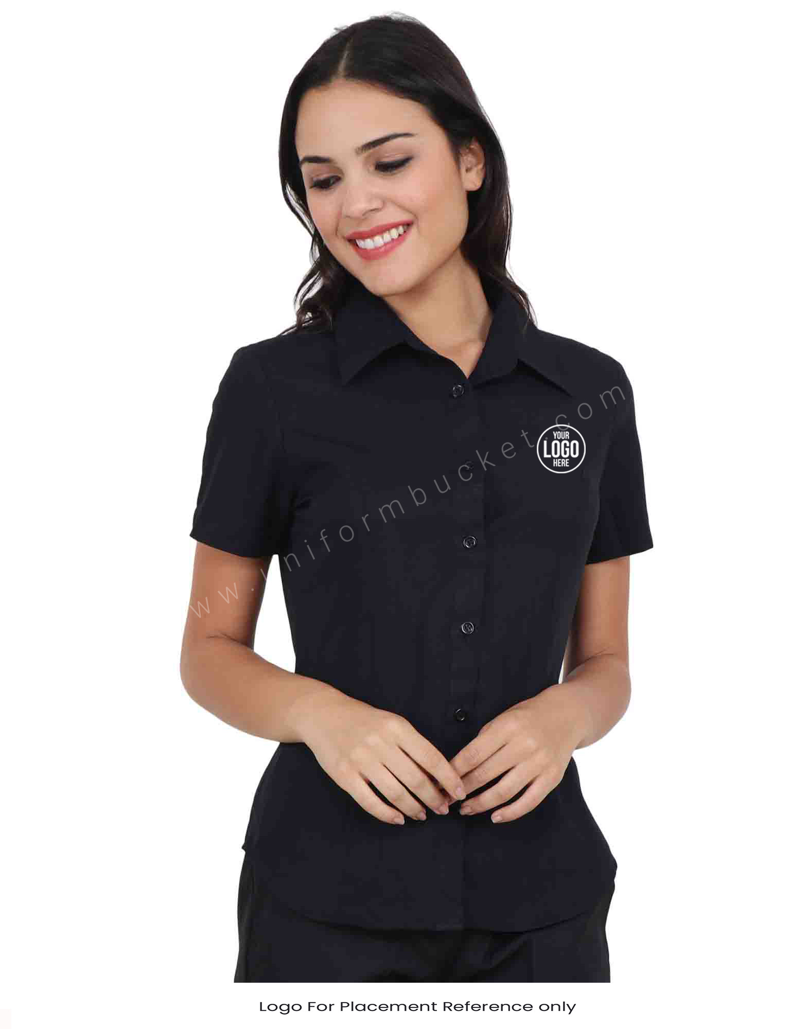 Half Sleeve Black Fitted Shirt