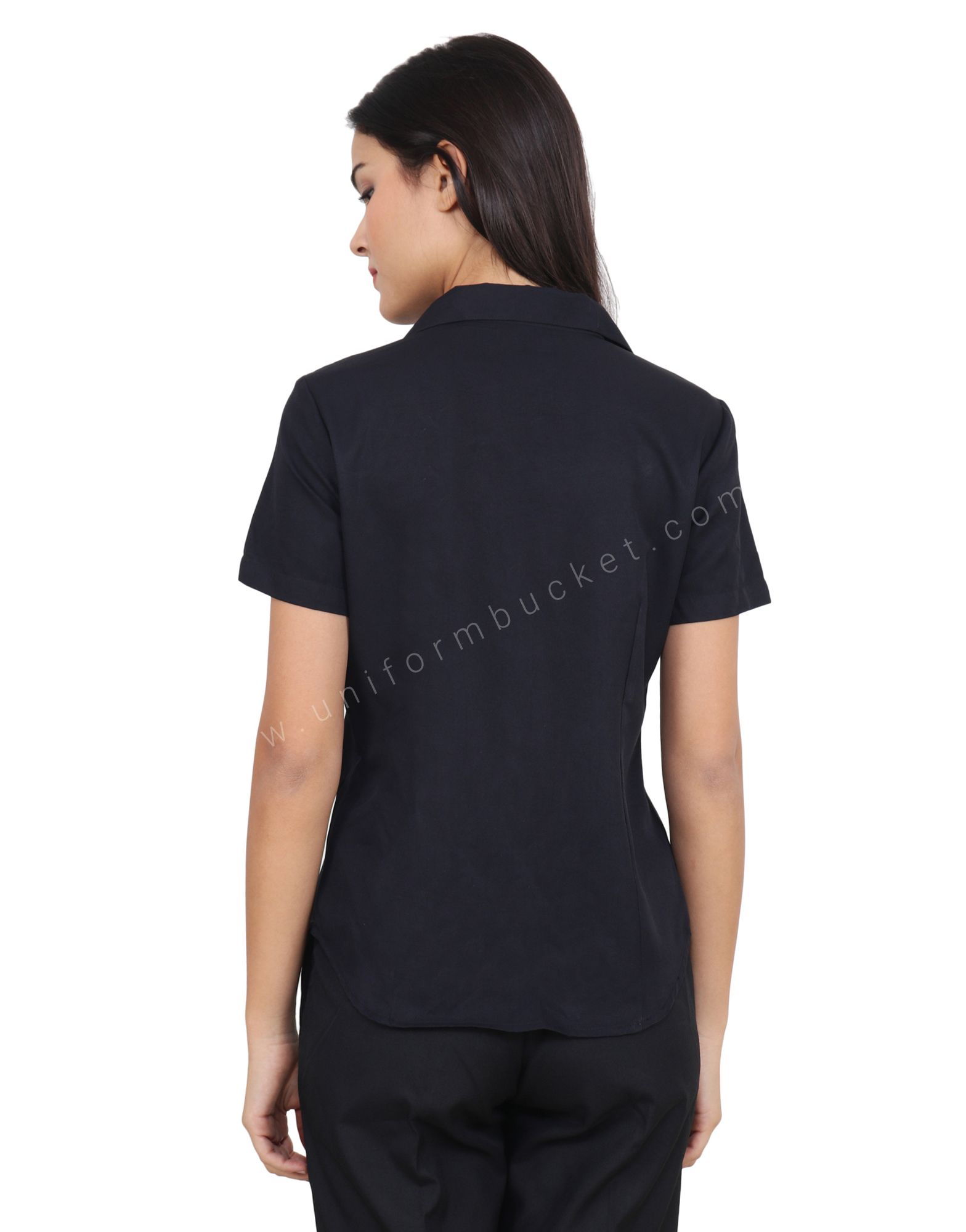 Half Sleeve Black Fitted Shirt
