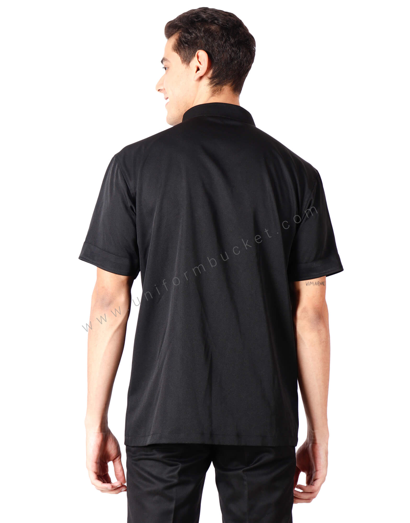 Notched Collar Black Shirt