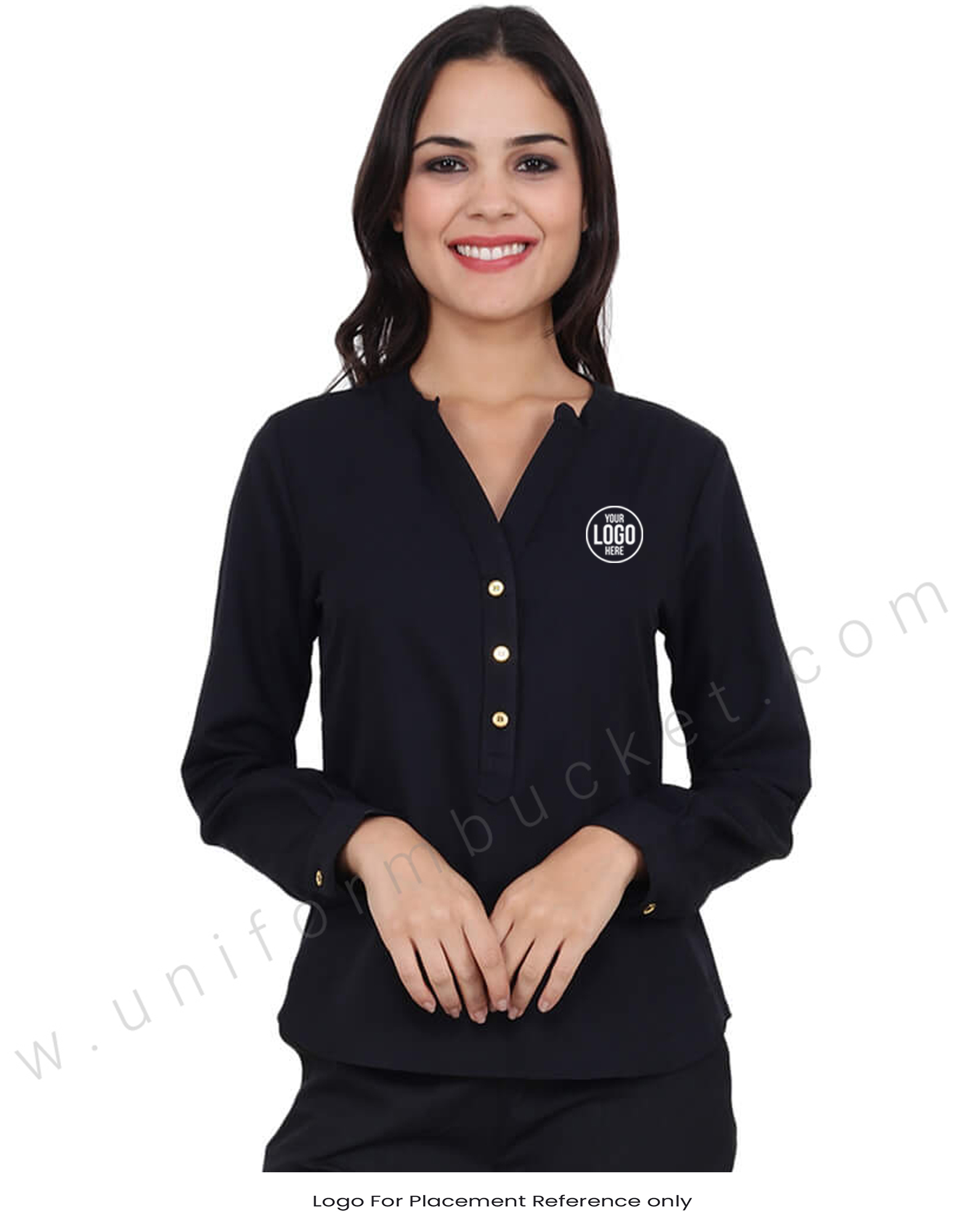 Buy Black Kurta Style V Neck Top For Women Online Best Prices in India UNIFORM BUCKET