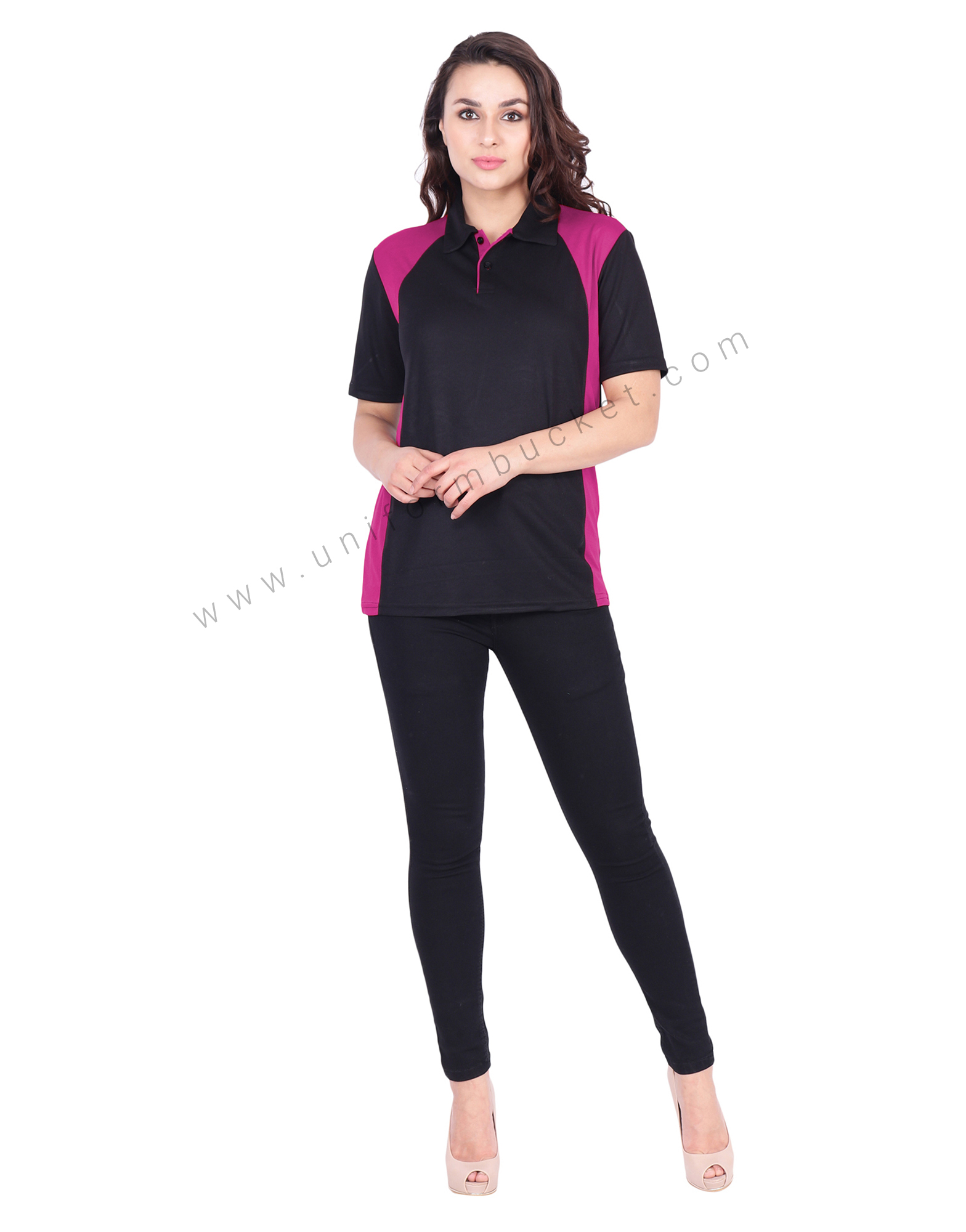 Black & Magenta Polo T-Shirt