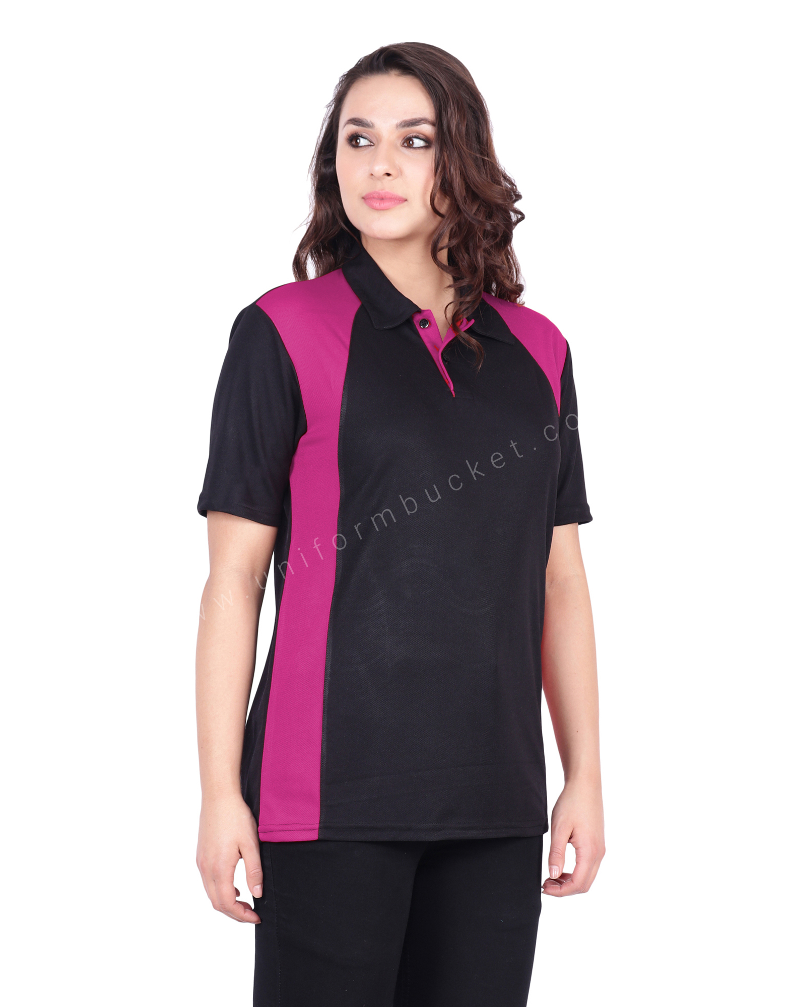 Black & Magenta Polo T-Shirt