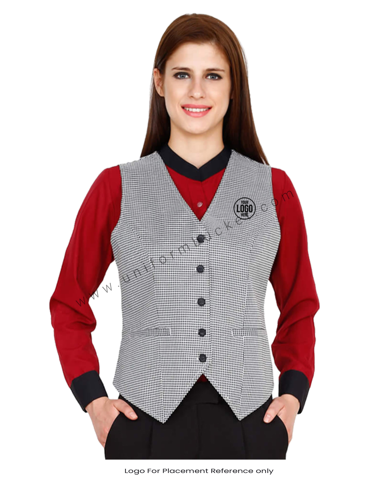 Black Buttoned Shepherd Check Vest