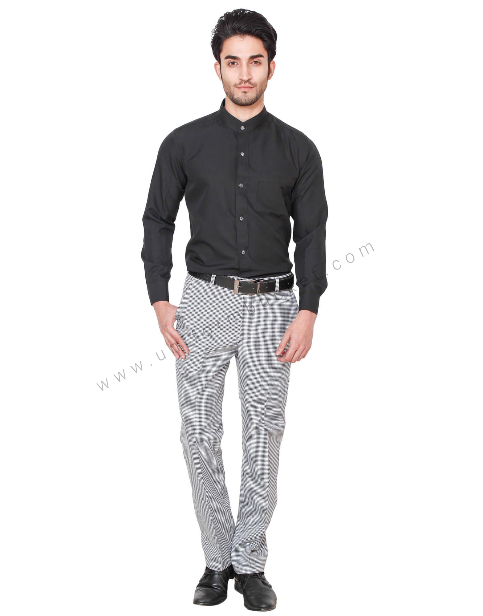 Men Brown Checks Cotton Elastene Slim Fit Formal Trouser  Hancock