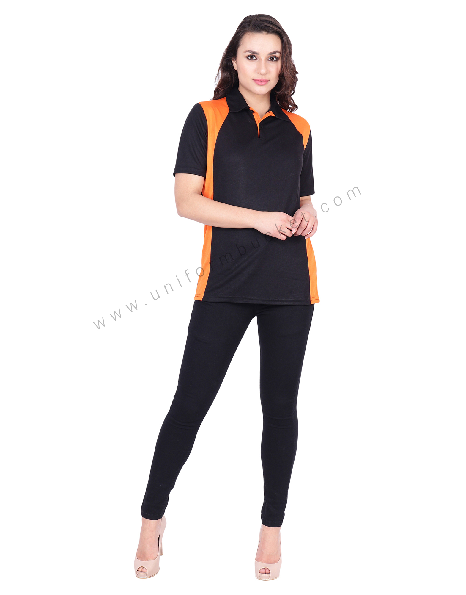 Black & Orange  Designer Polo T-Shirt