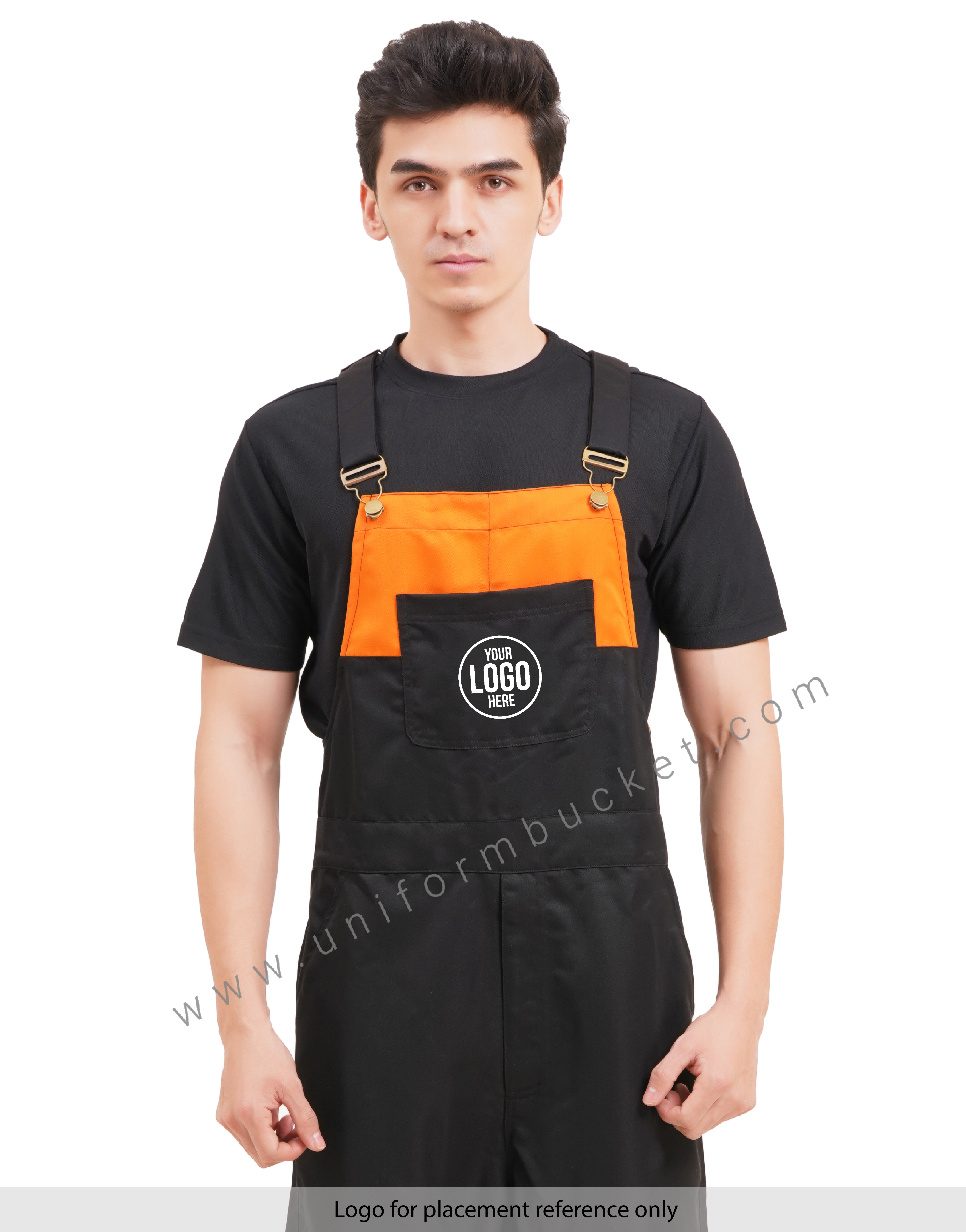 BLACK OVERALLS DUNGREE  WITH ORANGE TRIM &  ONE  FORNT UPER SIDE PATCH POCKET