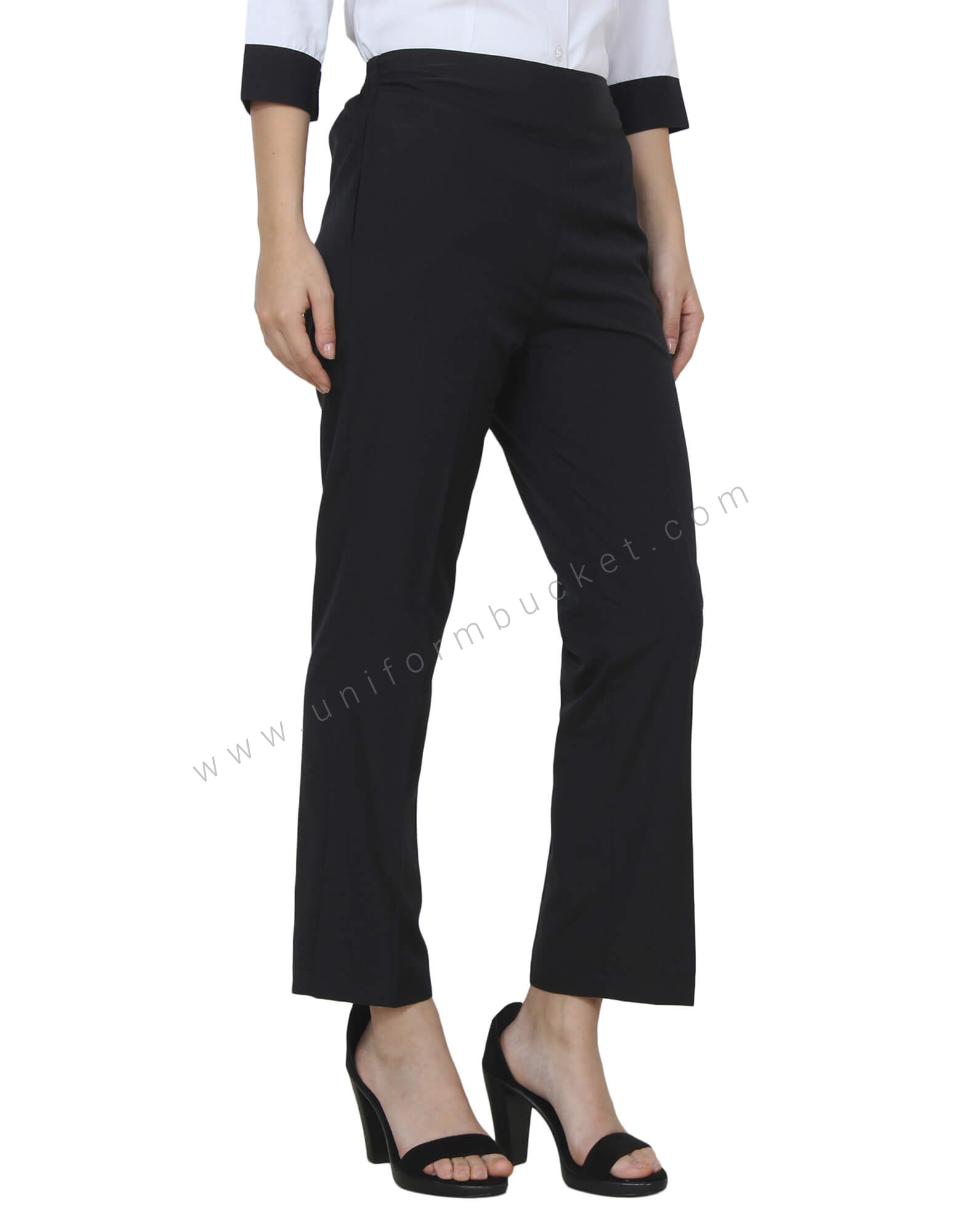 Black Polyester Elastic Trouser