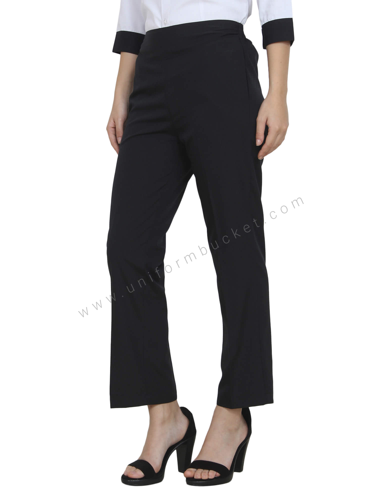 Buy Black Polyester Elastic Trouser For Women Online @ Best Prices in ...