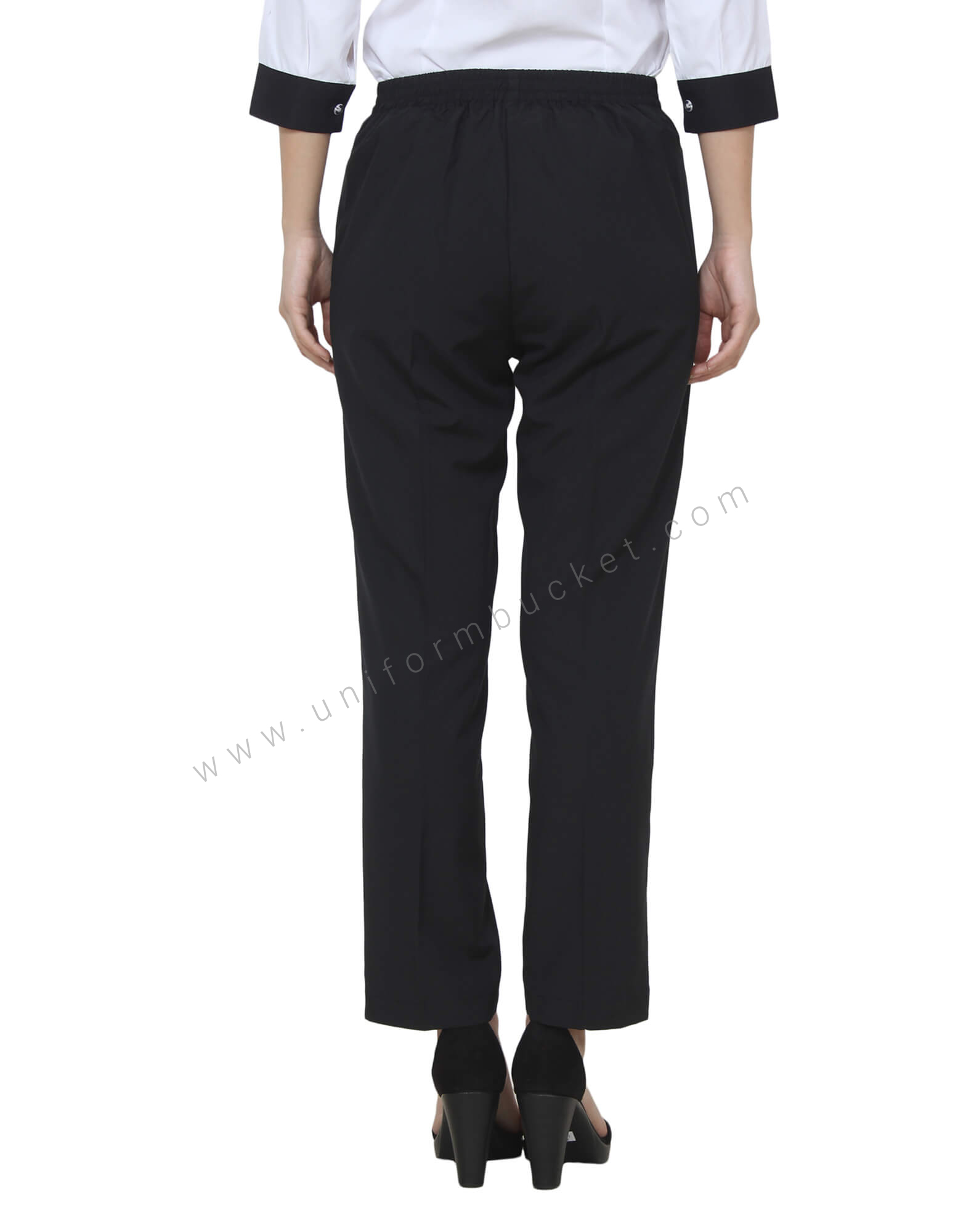 Black Polyester Elastic Trouser