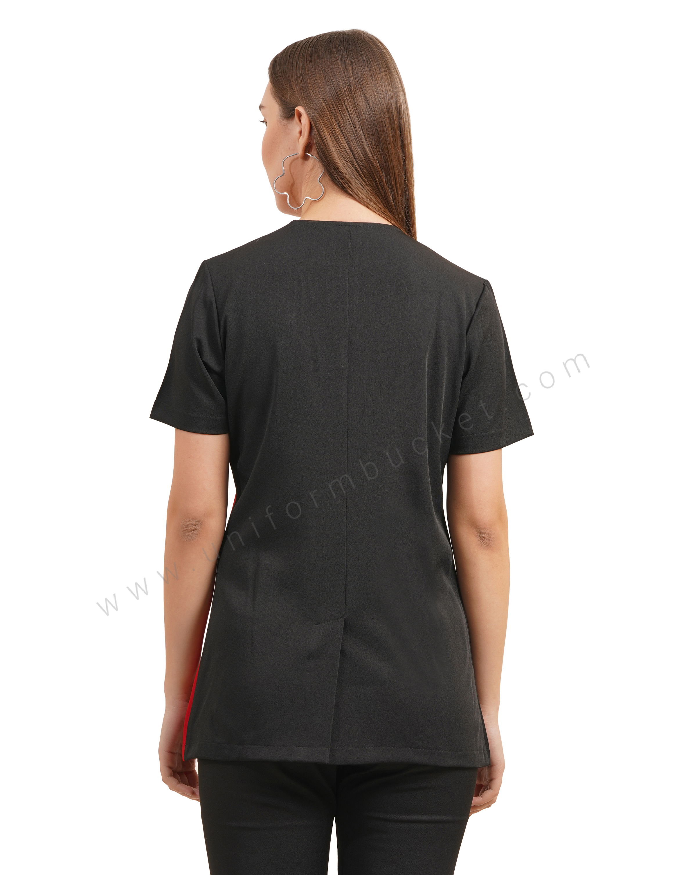 Black & Red Asymmetry Salon Tunic