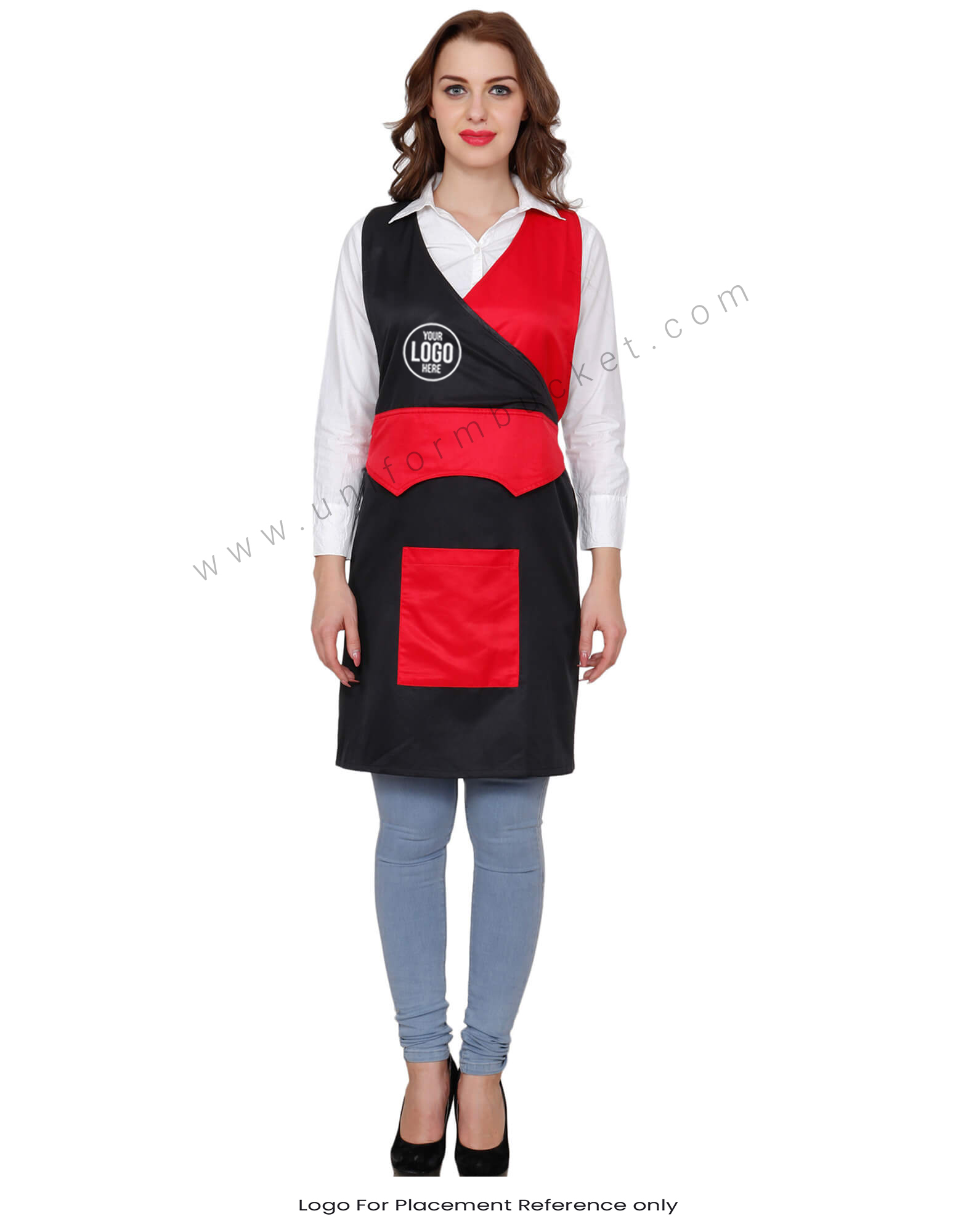 Double Tone Crossover Apron With Patch Pocket