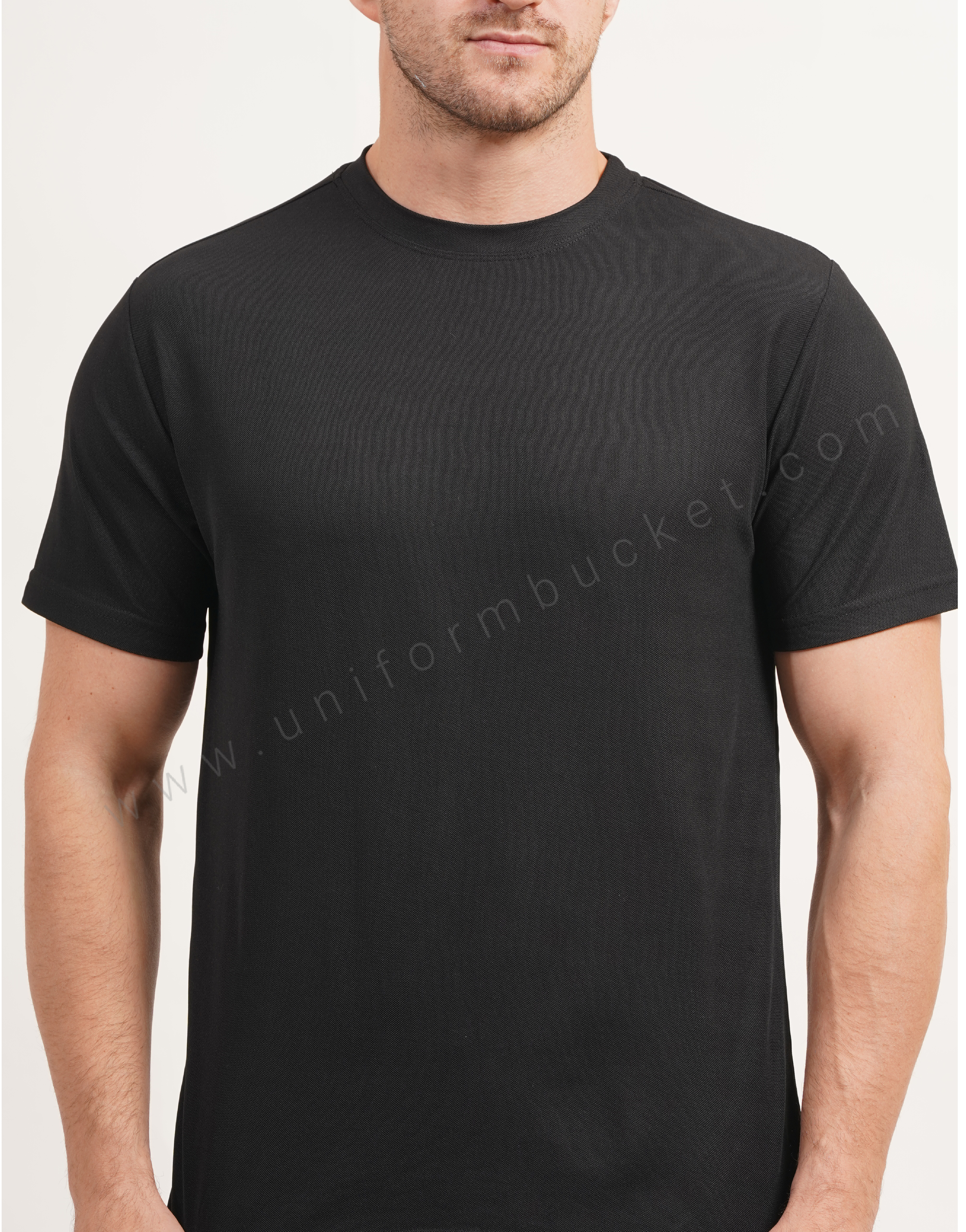 Black Round Neck Plain  T-shirt with Half Sleeve