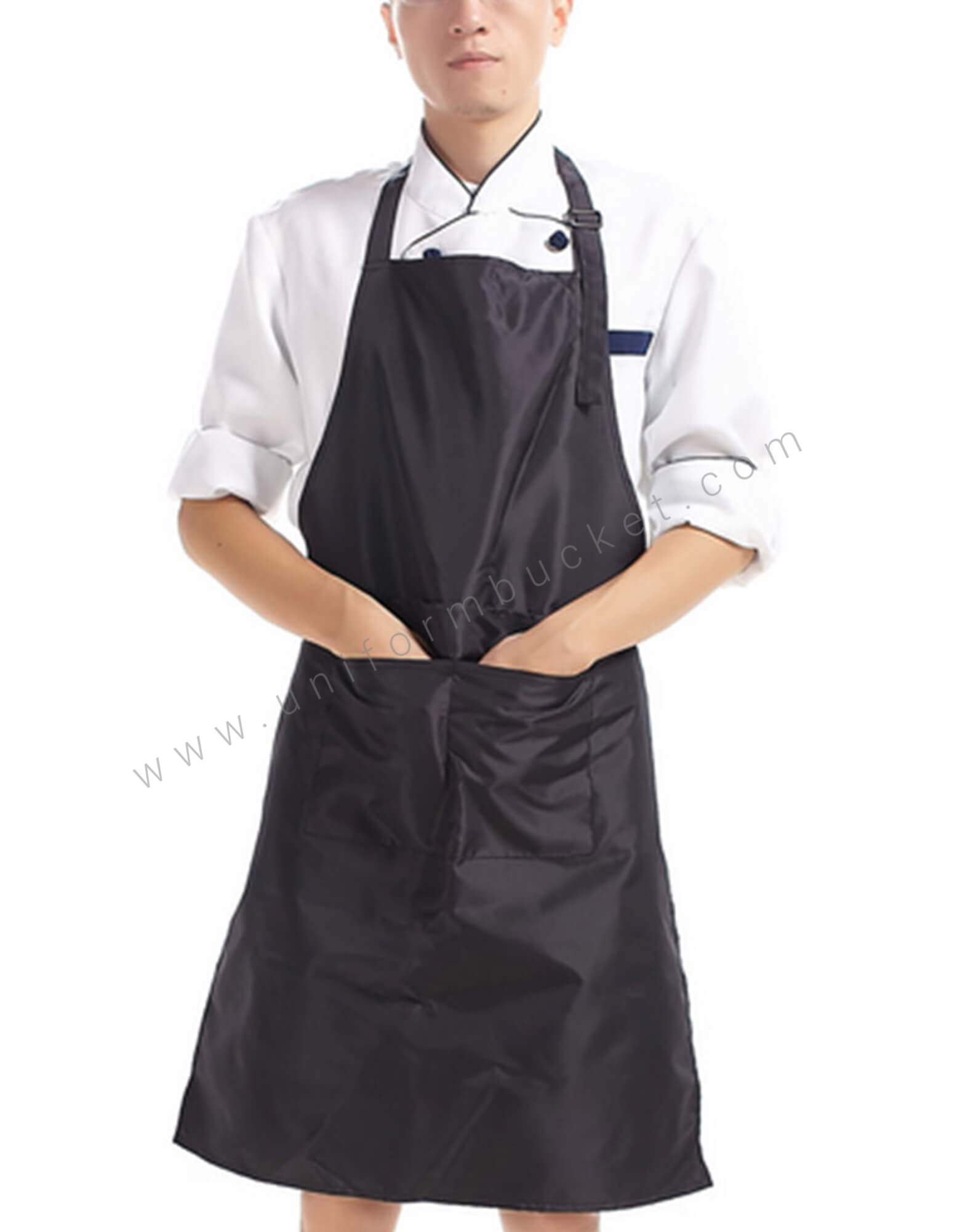 Buy Black Salon Apron With Bib Adjuster Unisex Online Best Prices in India Uniform Bucket UNIFORM BUCKET
