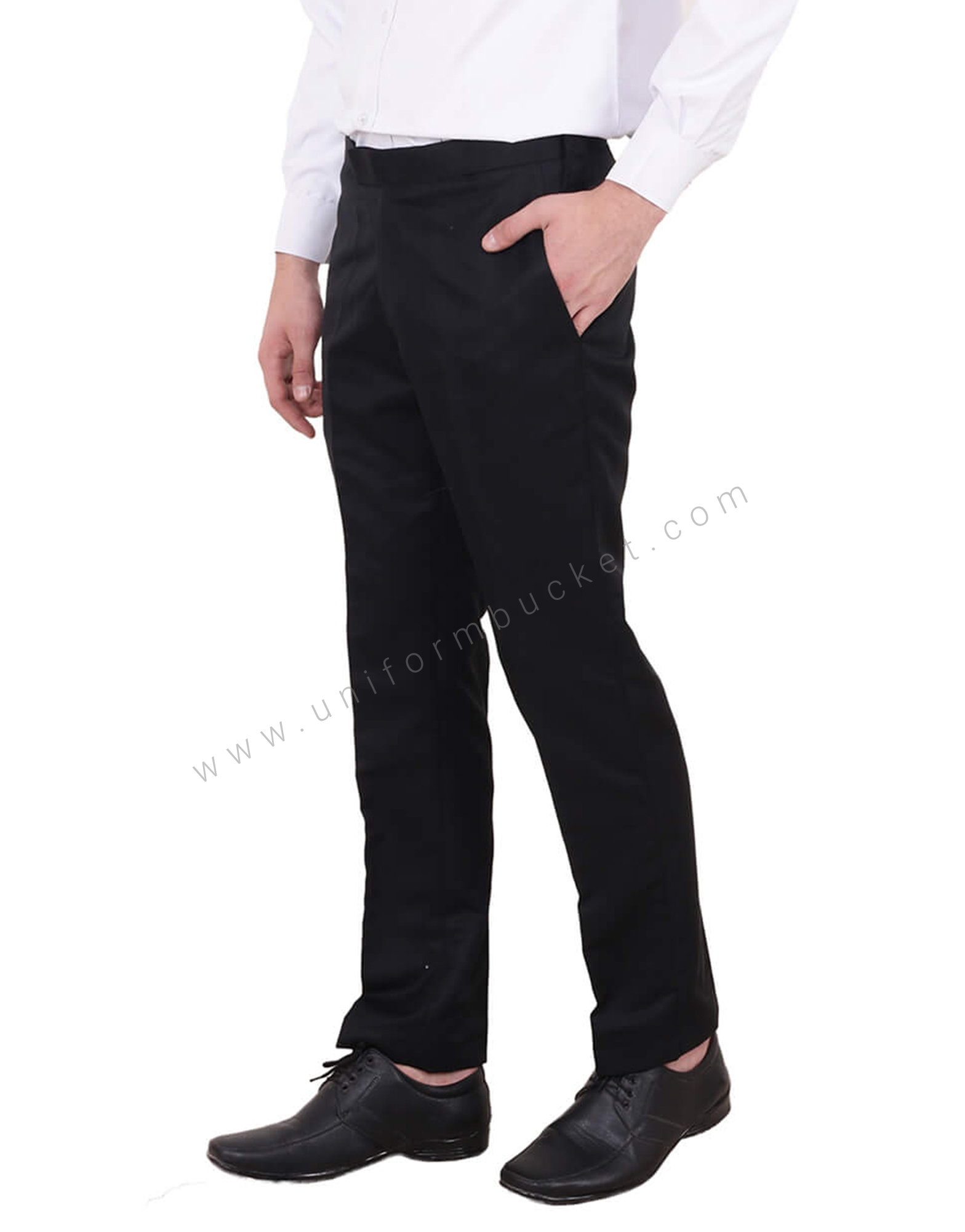 Dress Pants Regular Leg Un-Hemmed Bottoms in Black