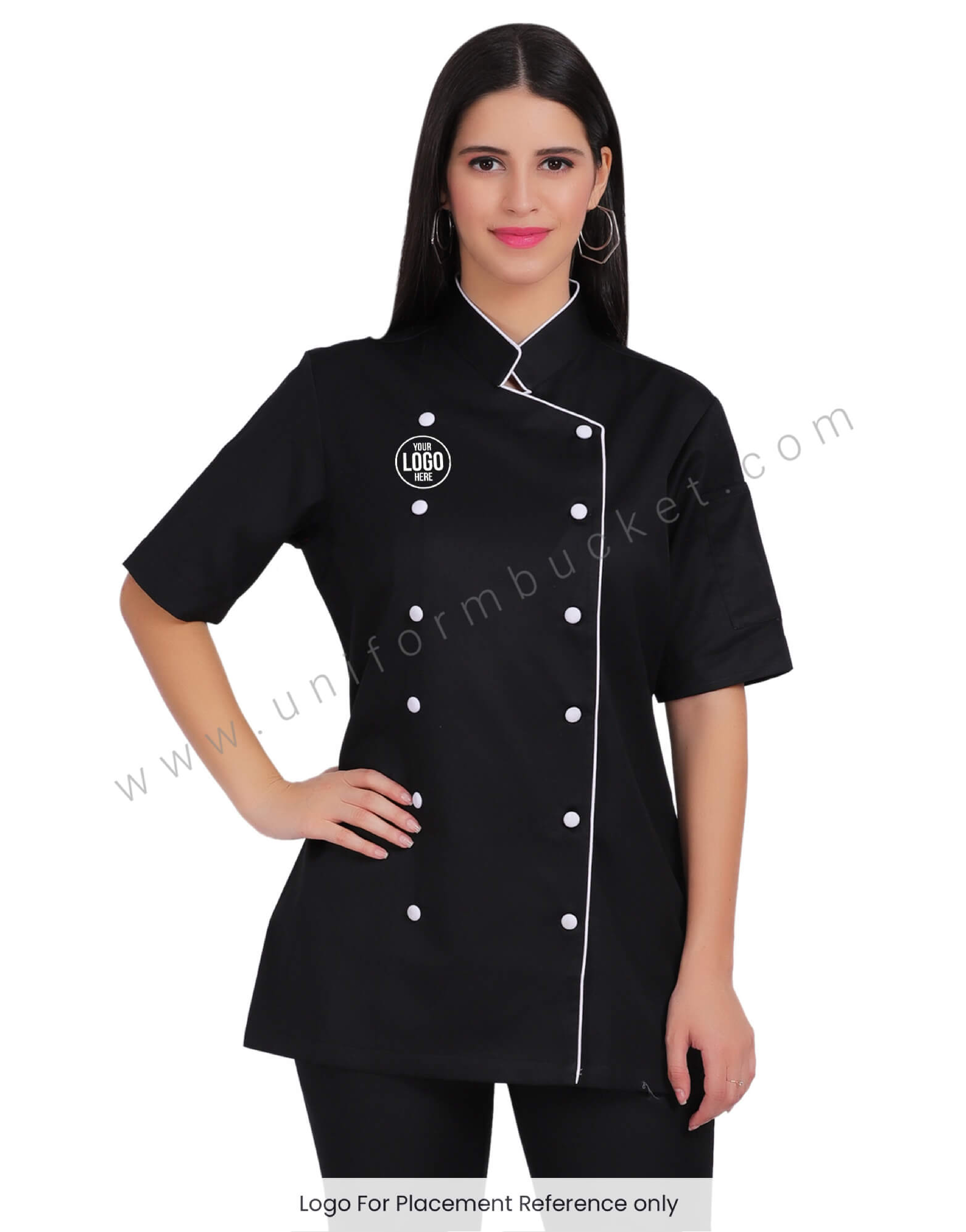 Black Stylish Long Chef Coat For Women
