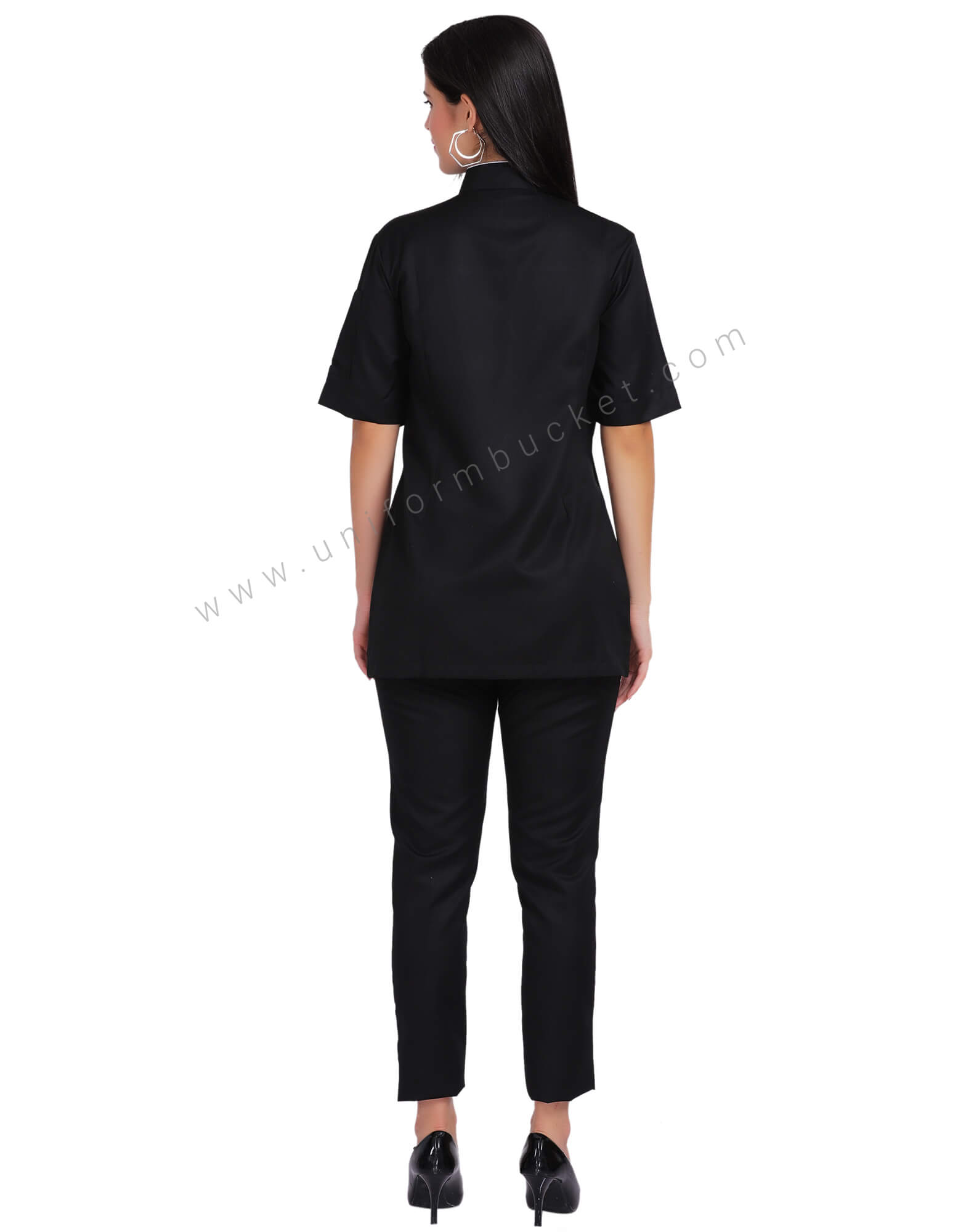 Black Stylish Long Chef Coat For Women