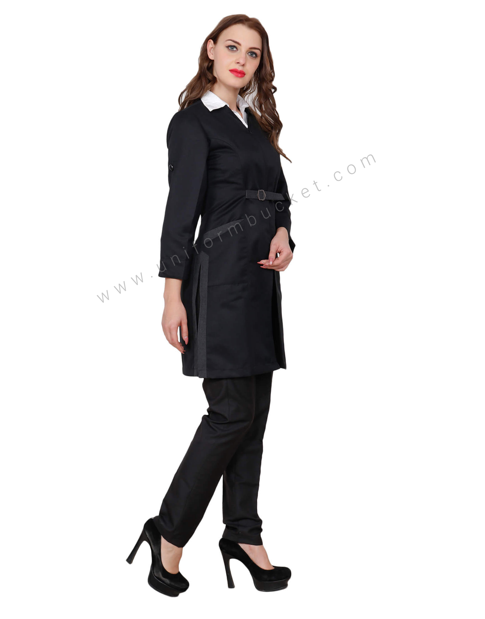 Black Tunic With Adjuster Loop And Side Pockets