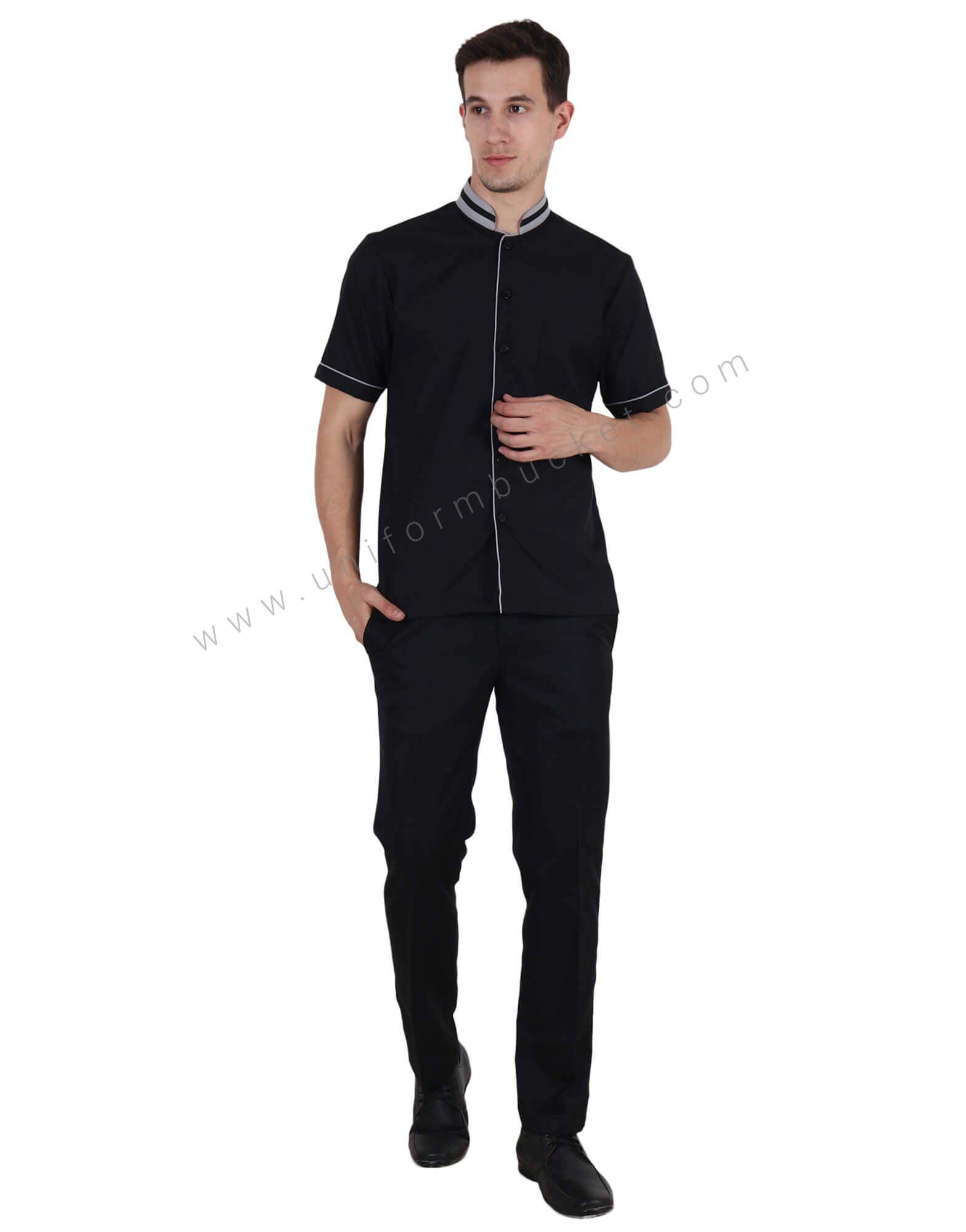 Black Shirt With Mandarin Collar