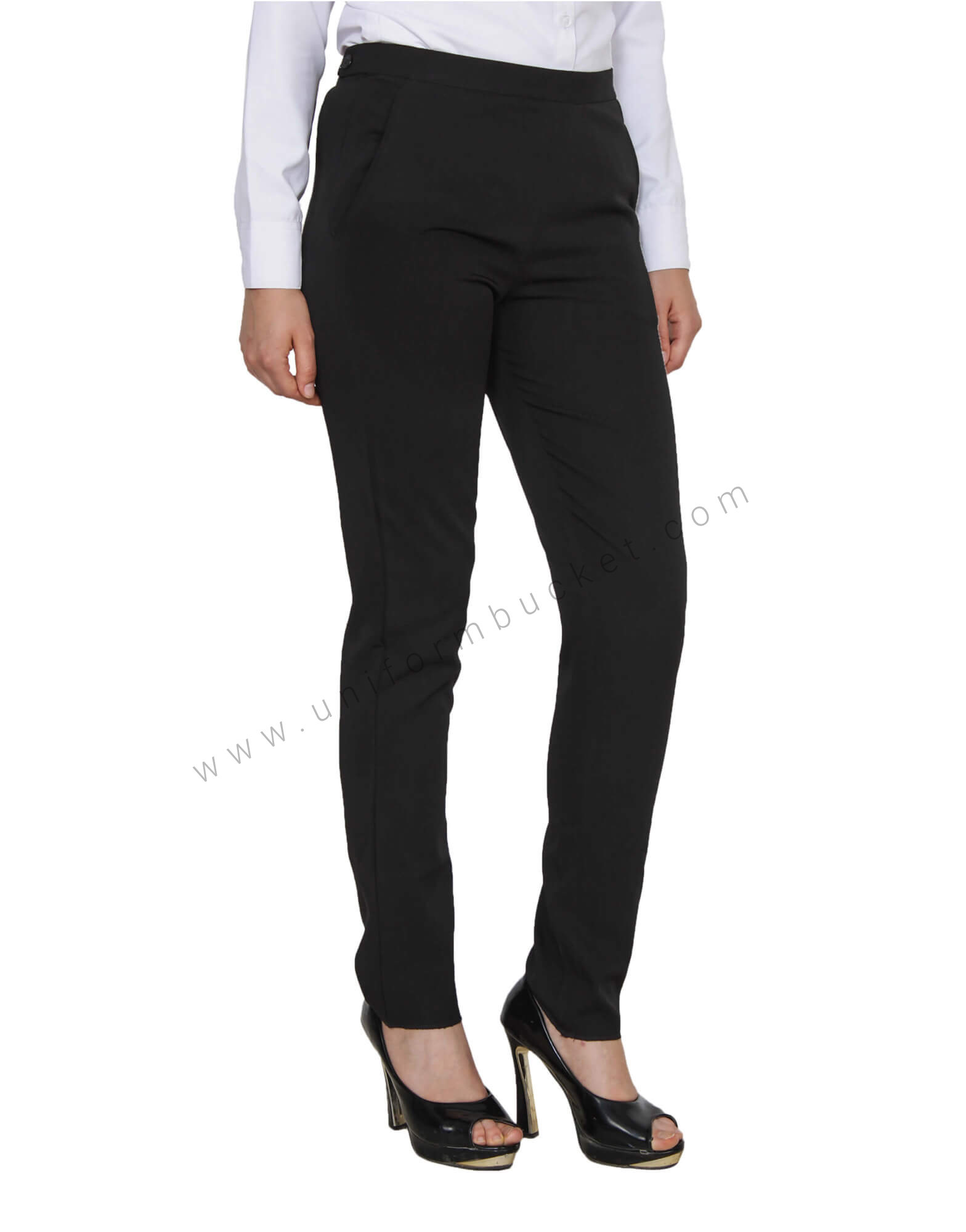 Buy Black Formal Trouser With Adjuster Buttons For Women Online Best Prices in India UNIFORM BUCKET