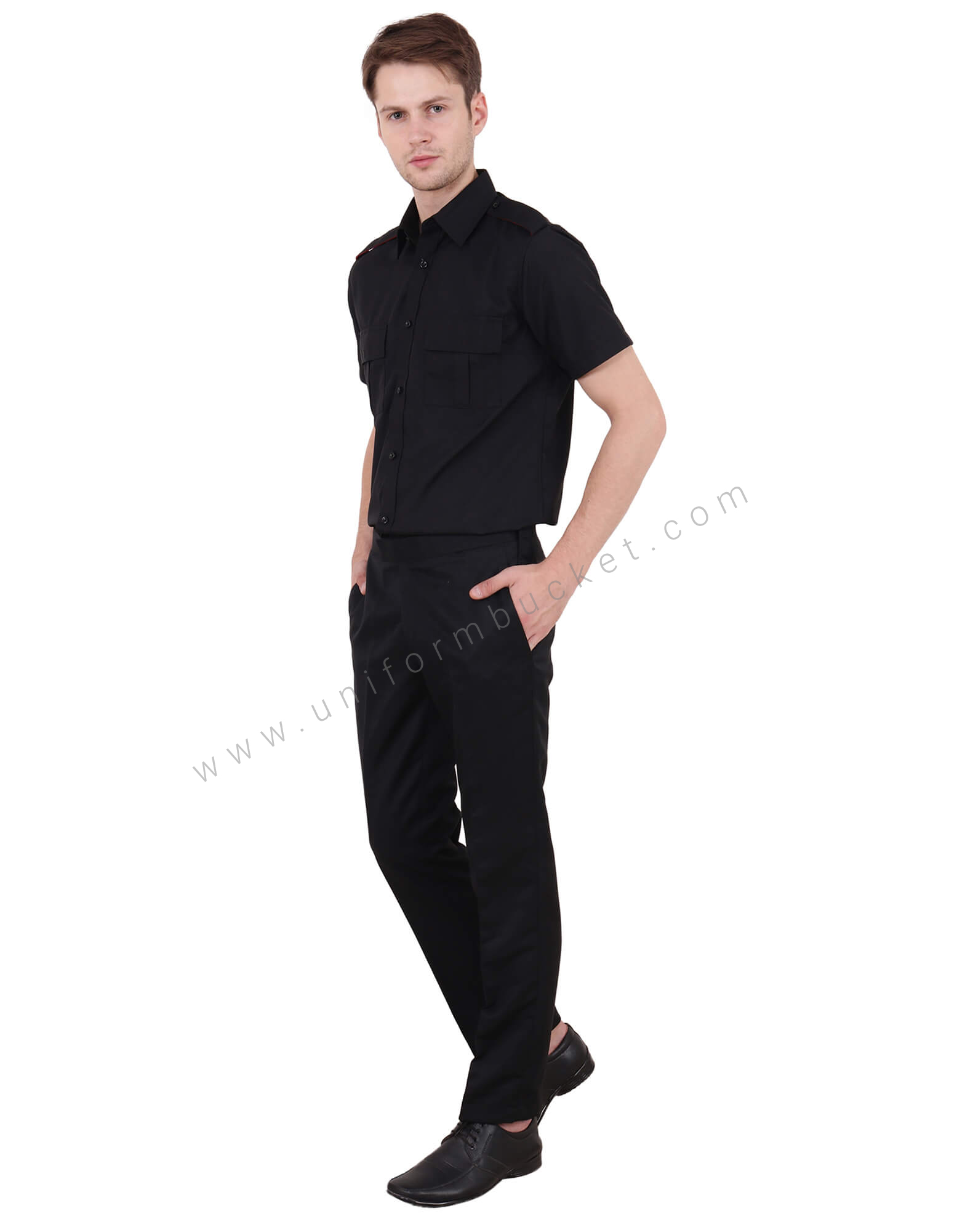 Black With Red Security Guard Shirt For Men