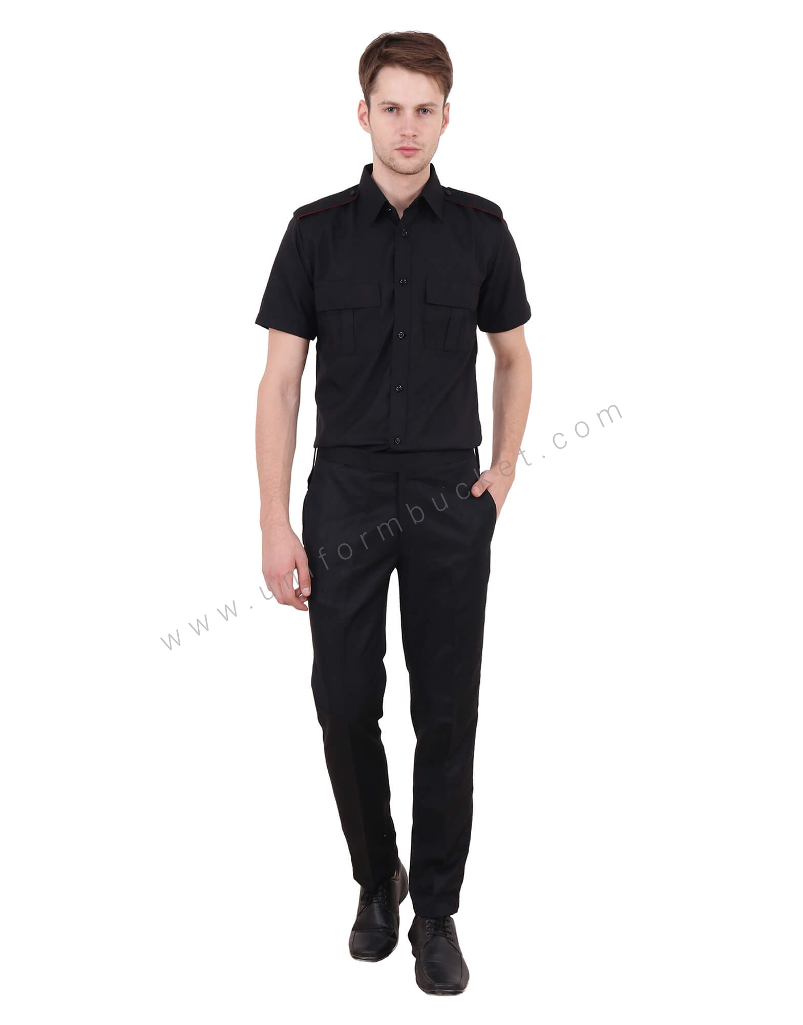 Black With Red Security Guard Shirt For Men