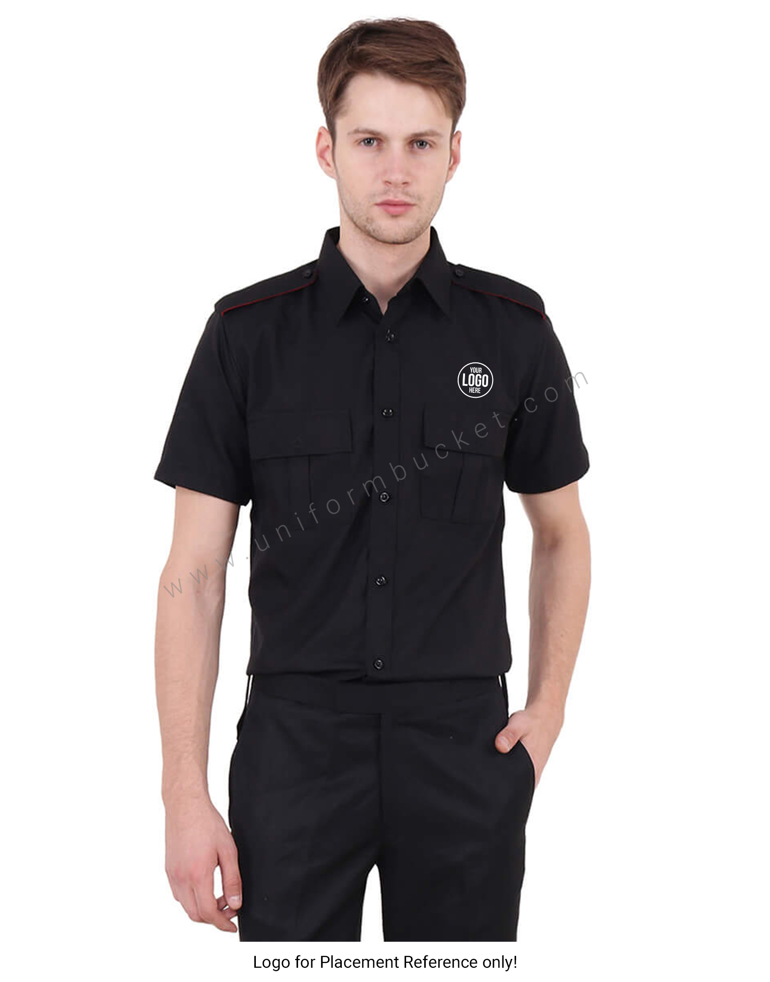 Black With Red Security Guard Shirt For Men