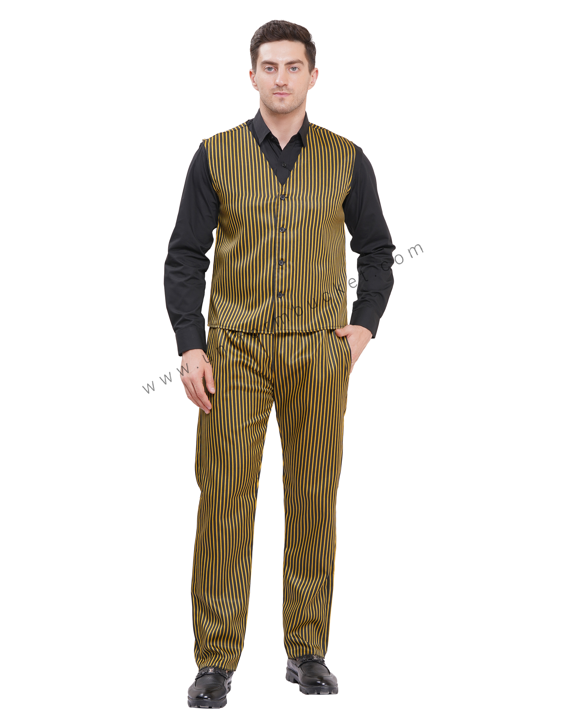 BLACK & YELLOW LINING MALE VEST COAT