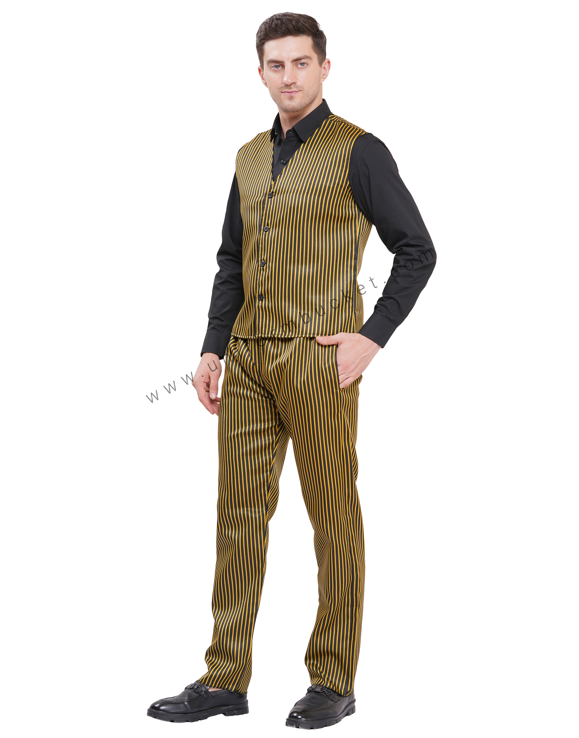 BLACK & YELLOW LINING MALE VEST COAT