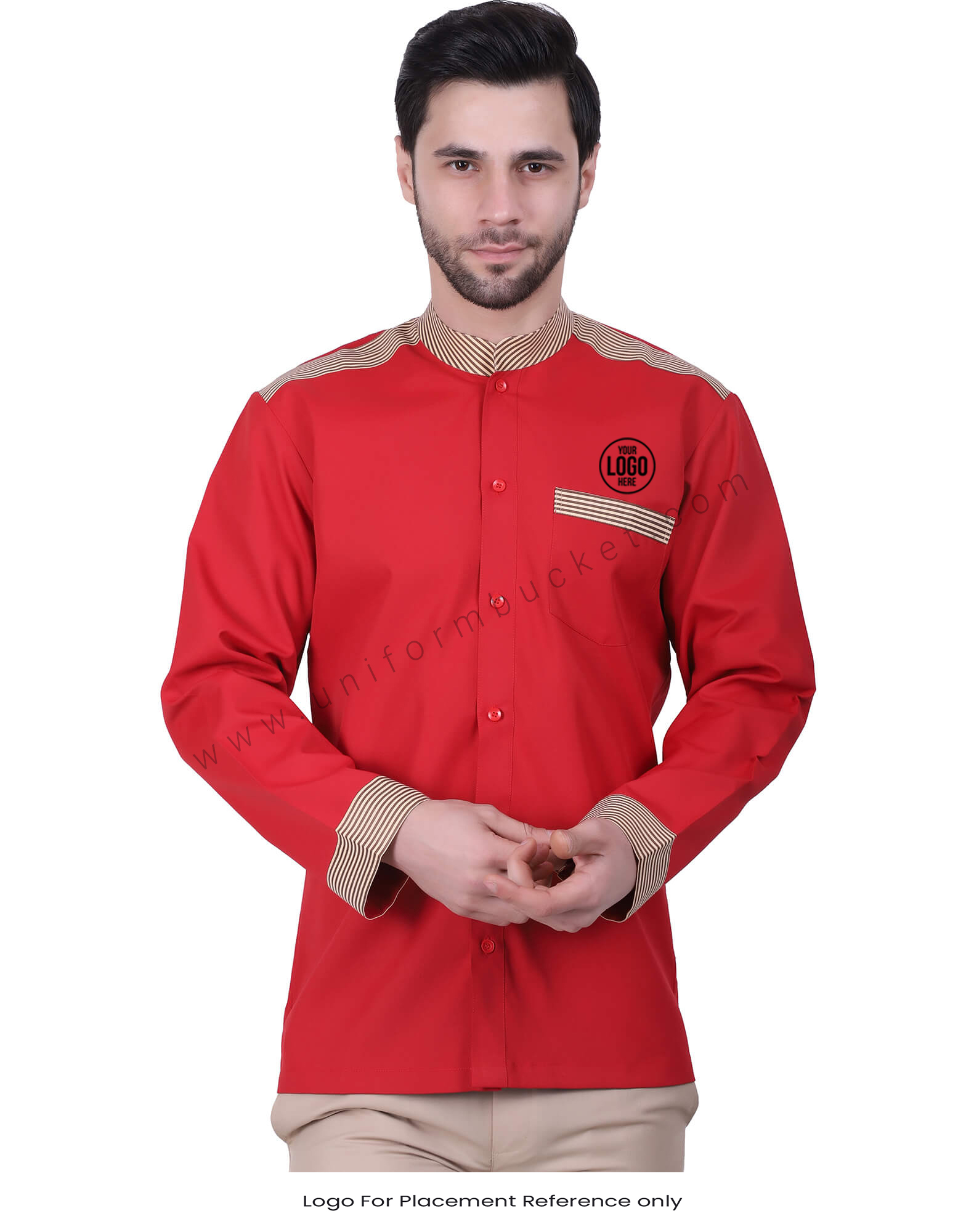 Blood Red Shirt With Stripe Pattern