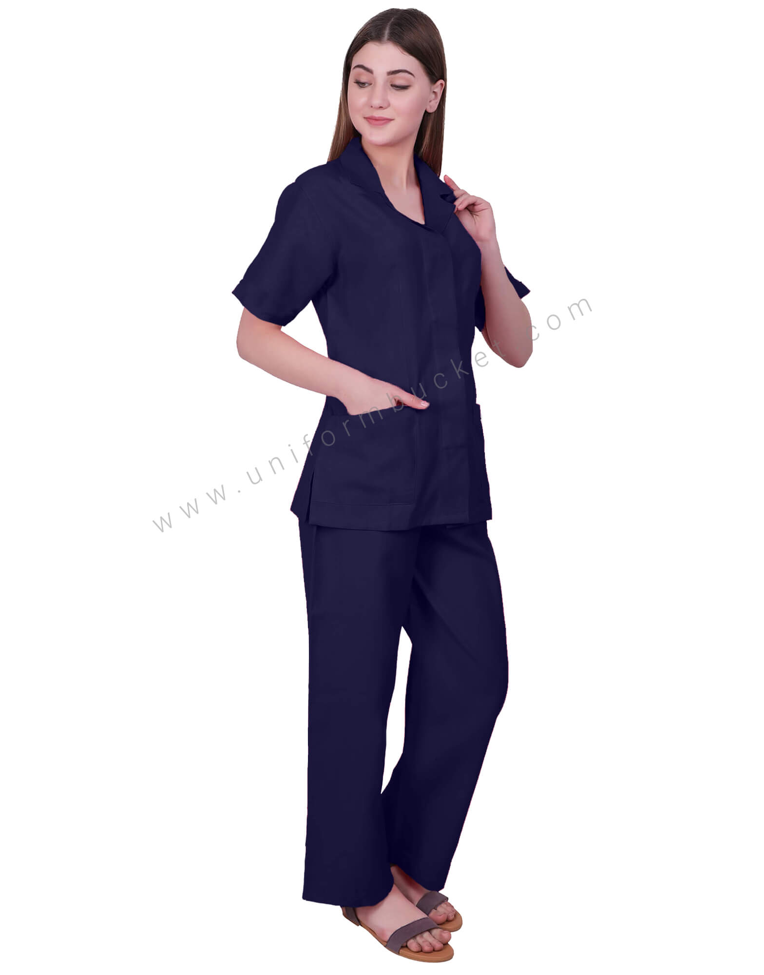 Notched Collar Indigo tunic