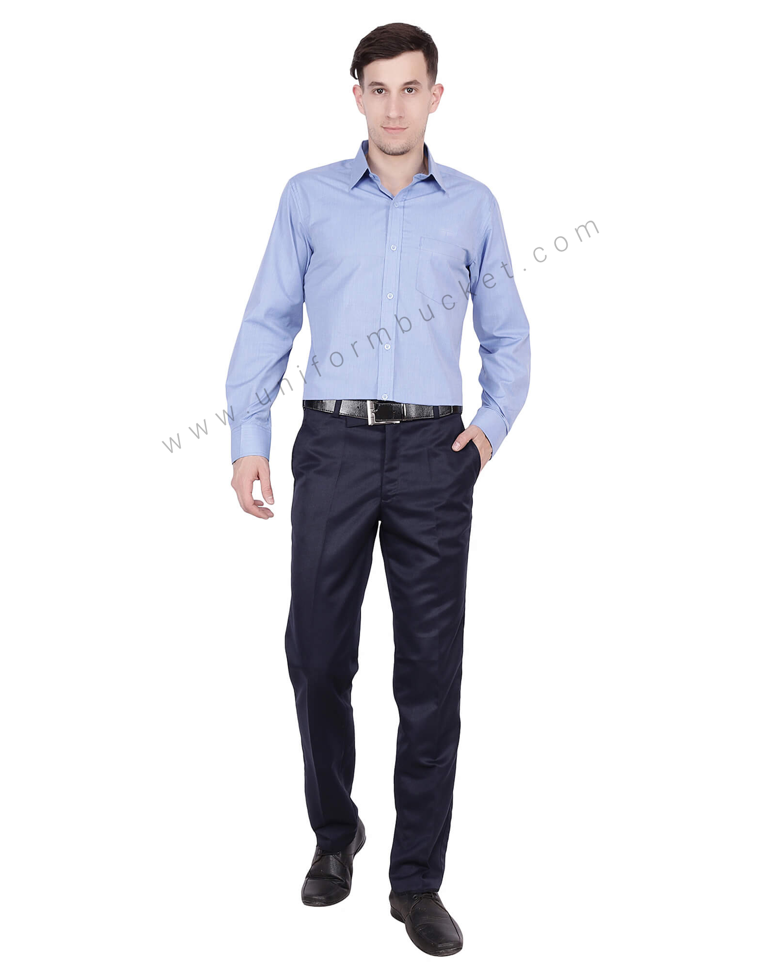 Blue Fil a Fil Uniform Shirt