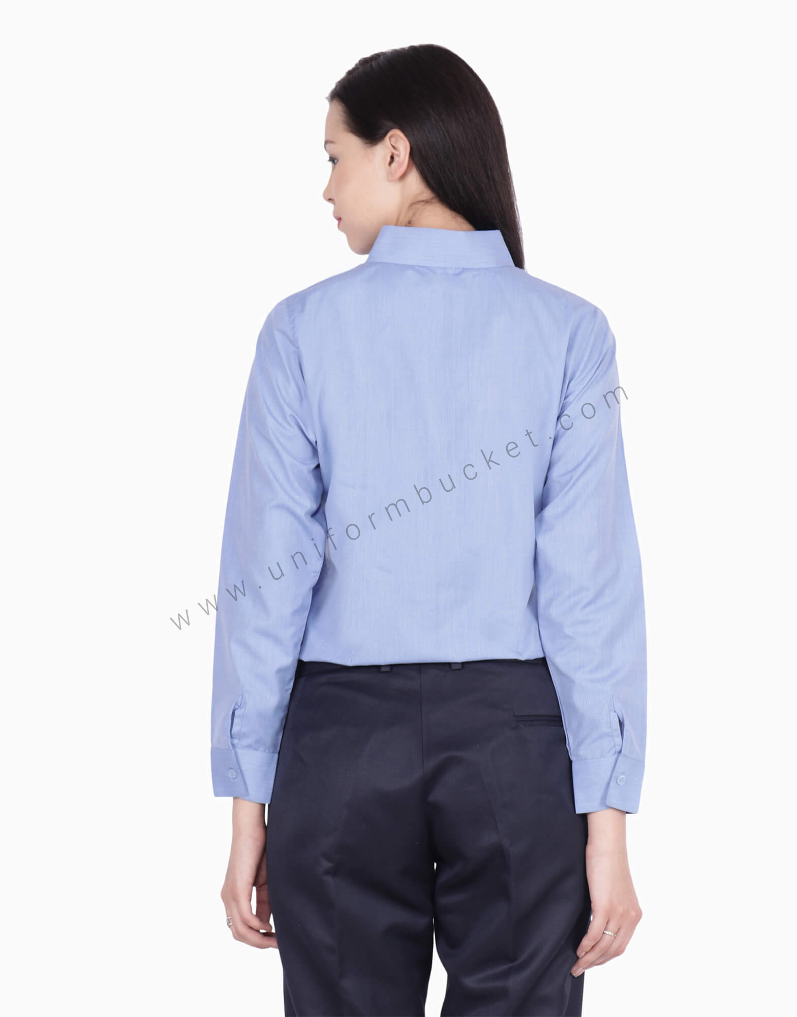 Blue Fil a Fil Uniform Shirt For Women