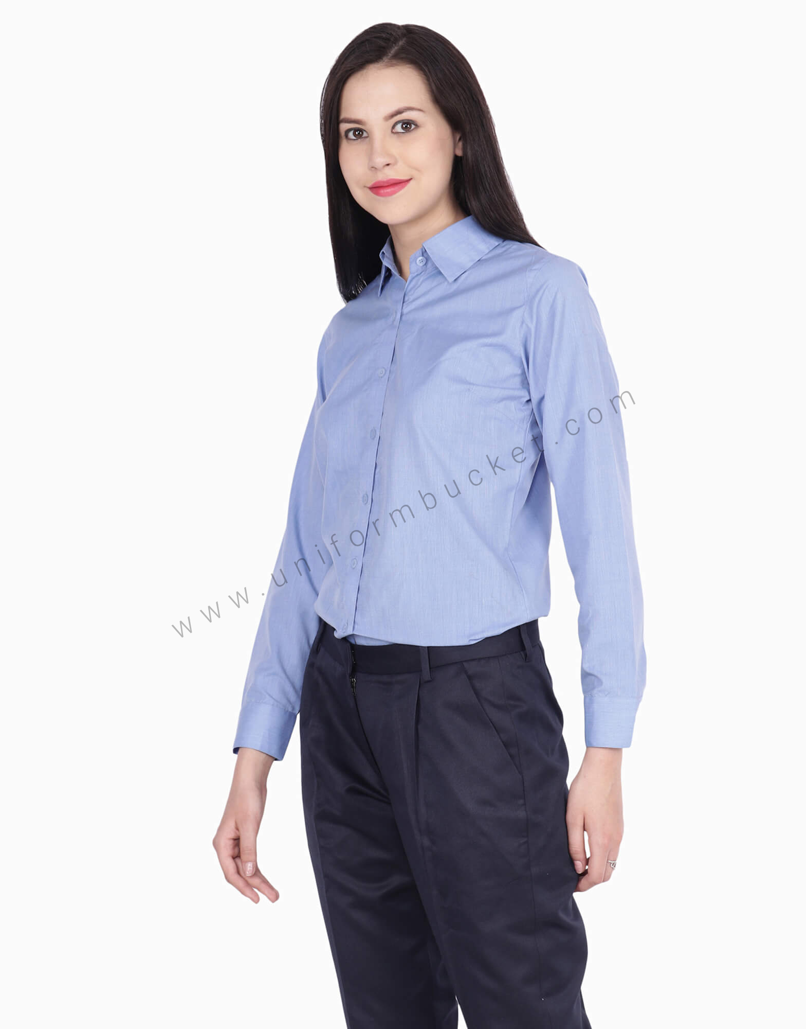 Blue Fil a Fil Uniform Shirt For Women