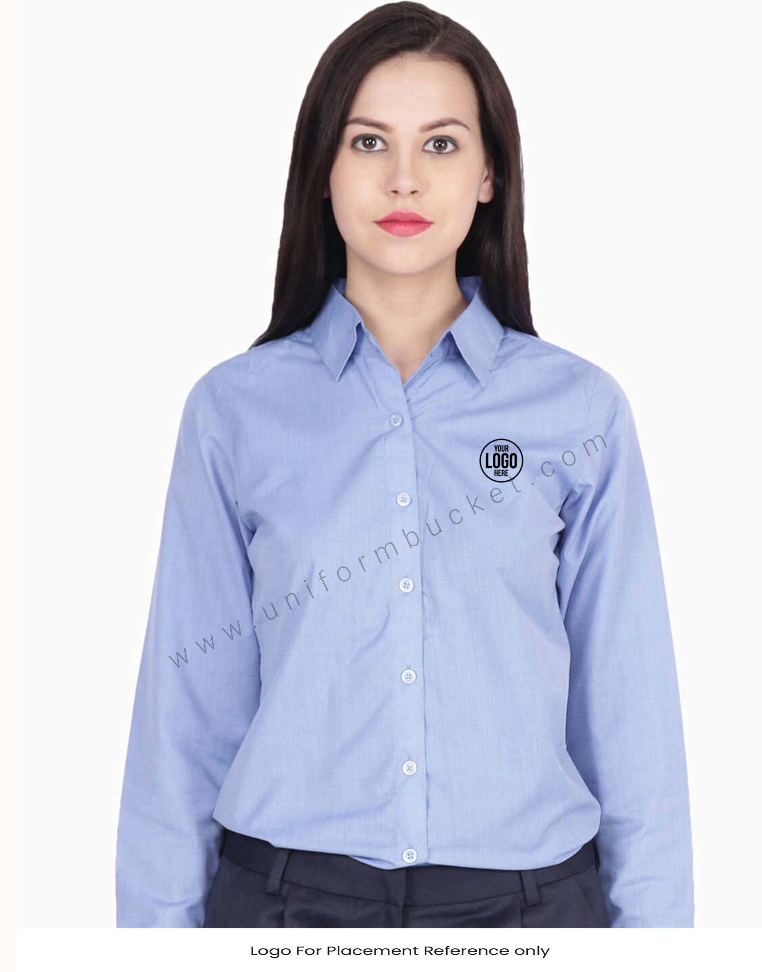 Blue Fil a Fil Uniform Shirt For Women