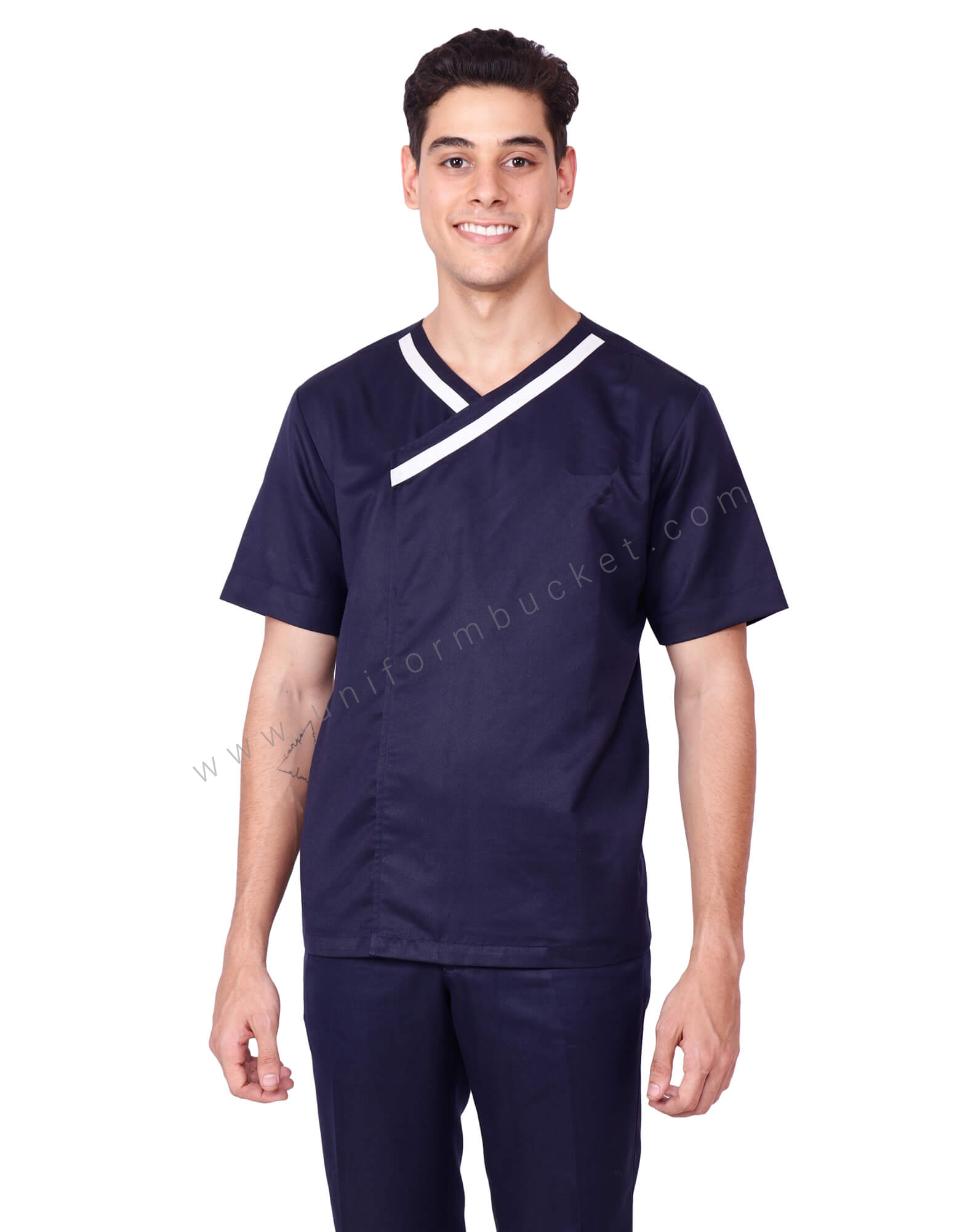 V Neck Crossover Blue Tunic