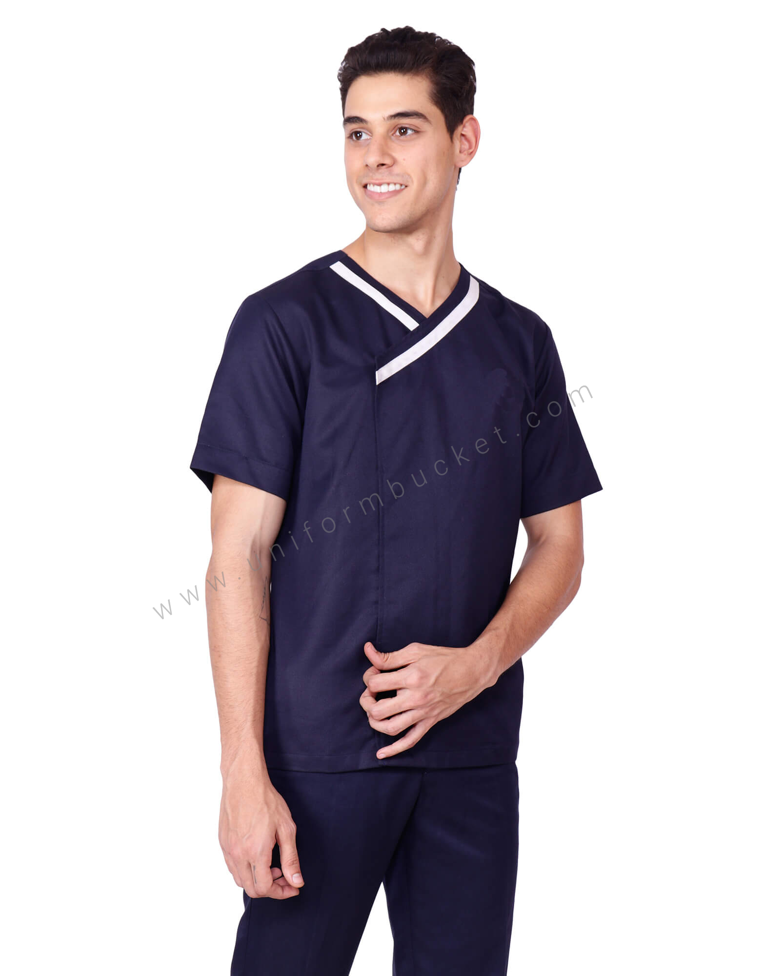 V Neck Crossover Blue Tunic